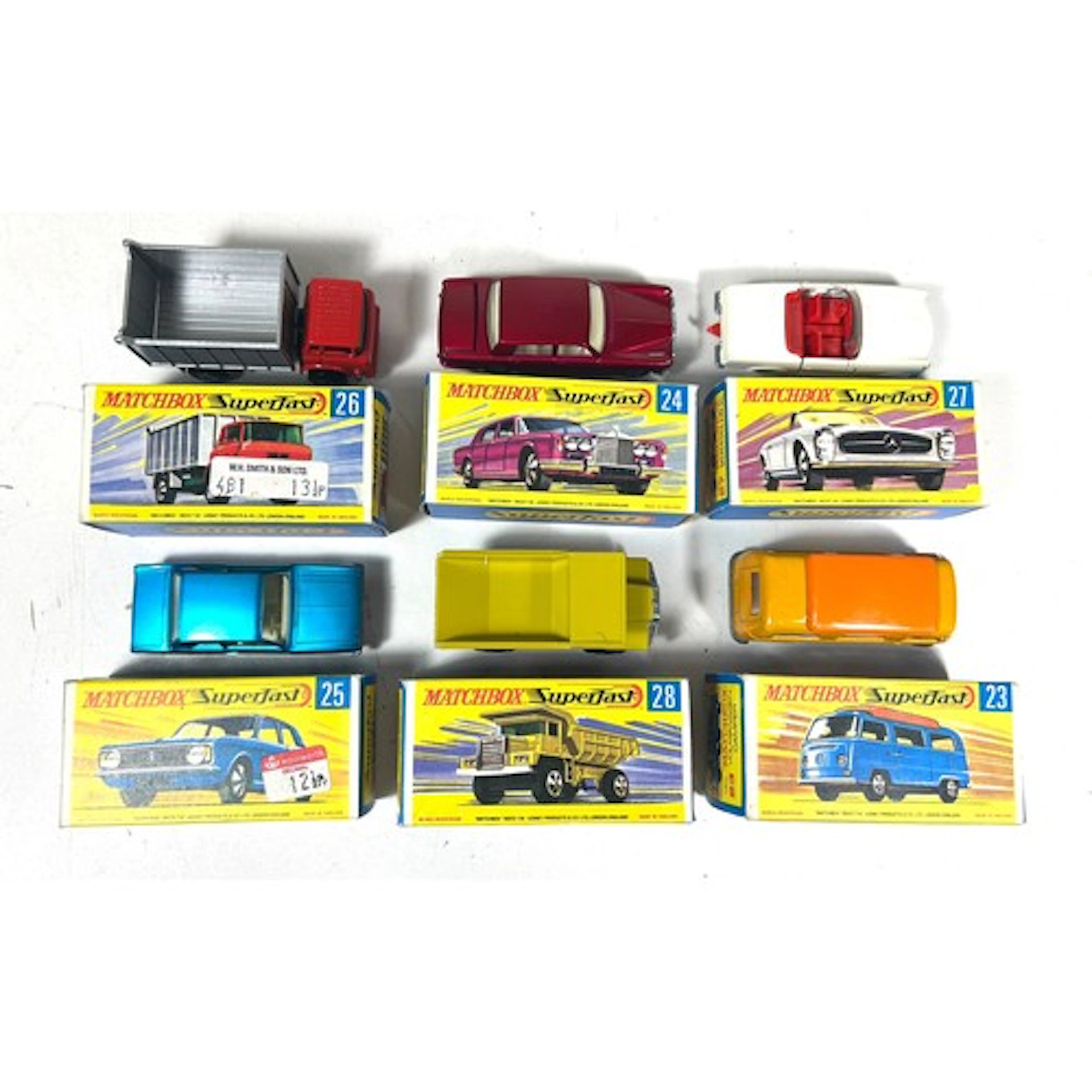 6 Matchbox Superfast. No.,23 Volkswagen Camper. No.24 Rolls ...