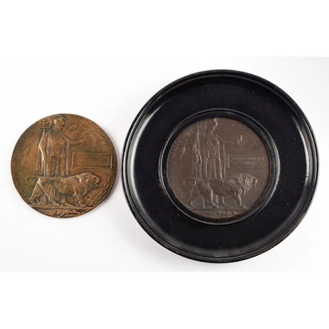 Two WWI Death plaques for 'Frank Harold Smith ' and 'James S...