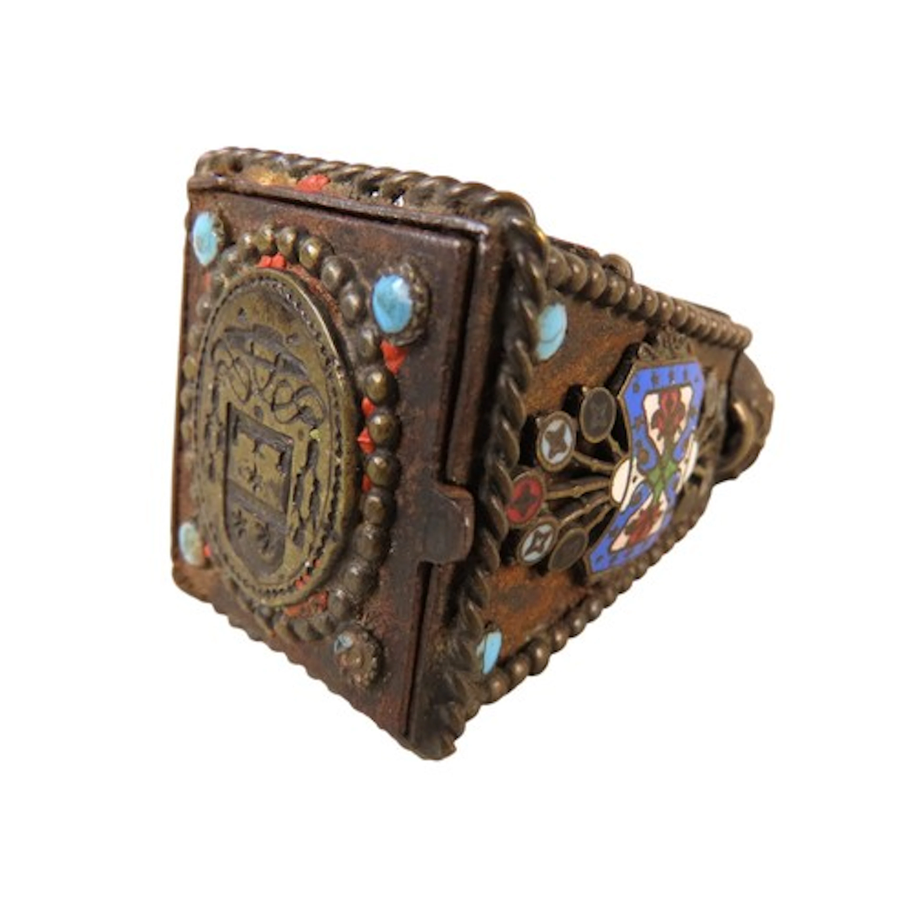 AN ECCLESIASTICAL SEAL RING, the large body of copper alloy ...