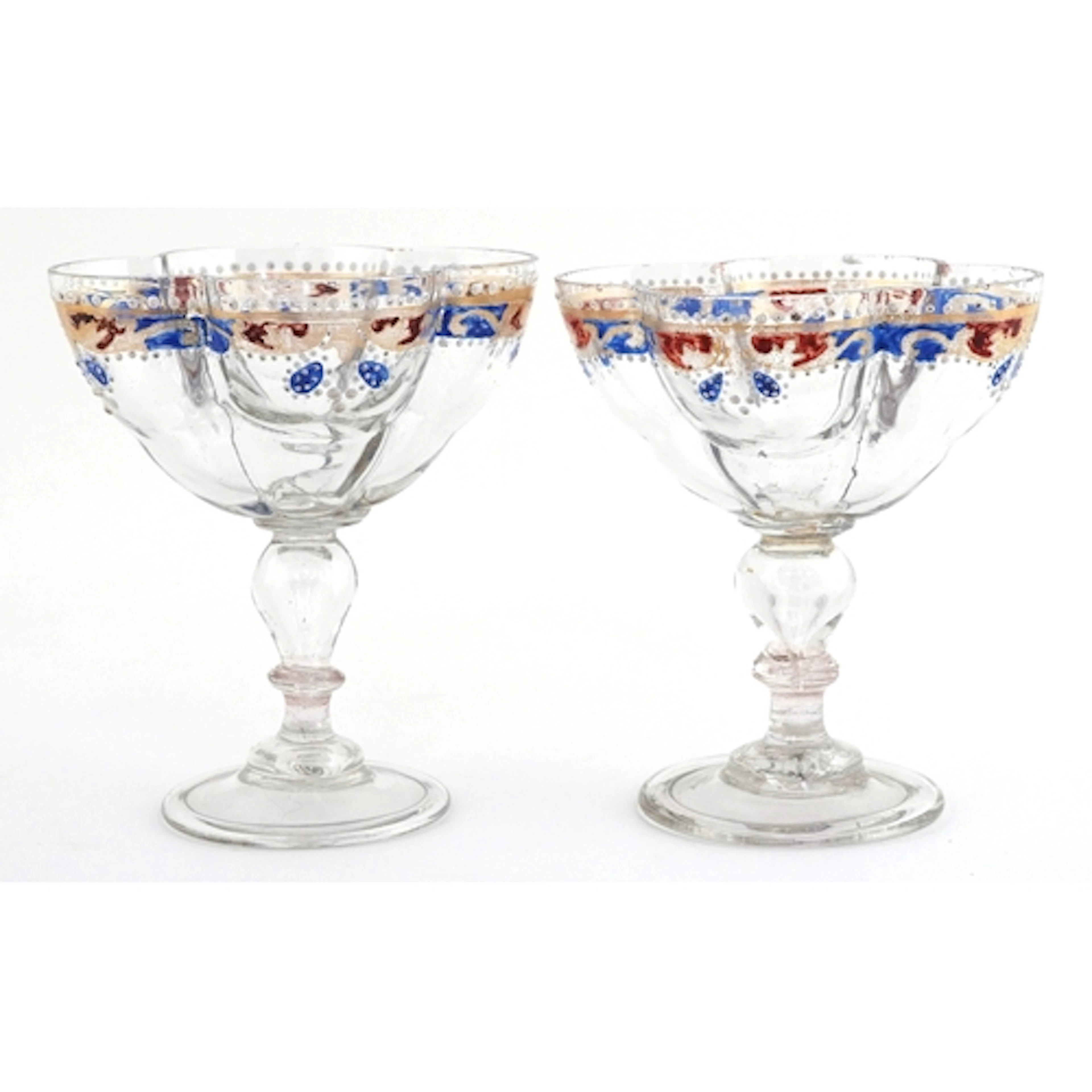 Pair of early 19th century enamelled Venetian drinking glass...