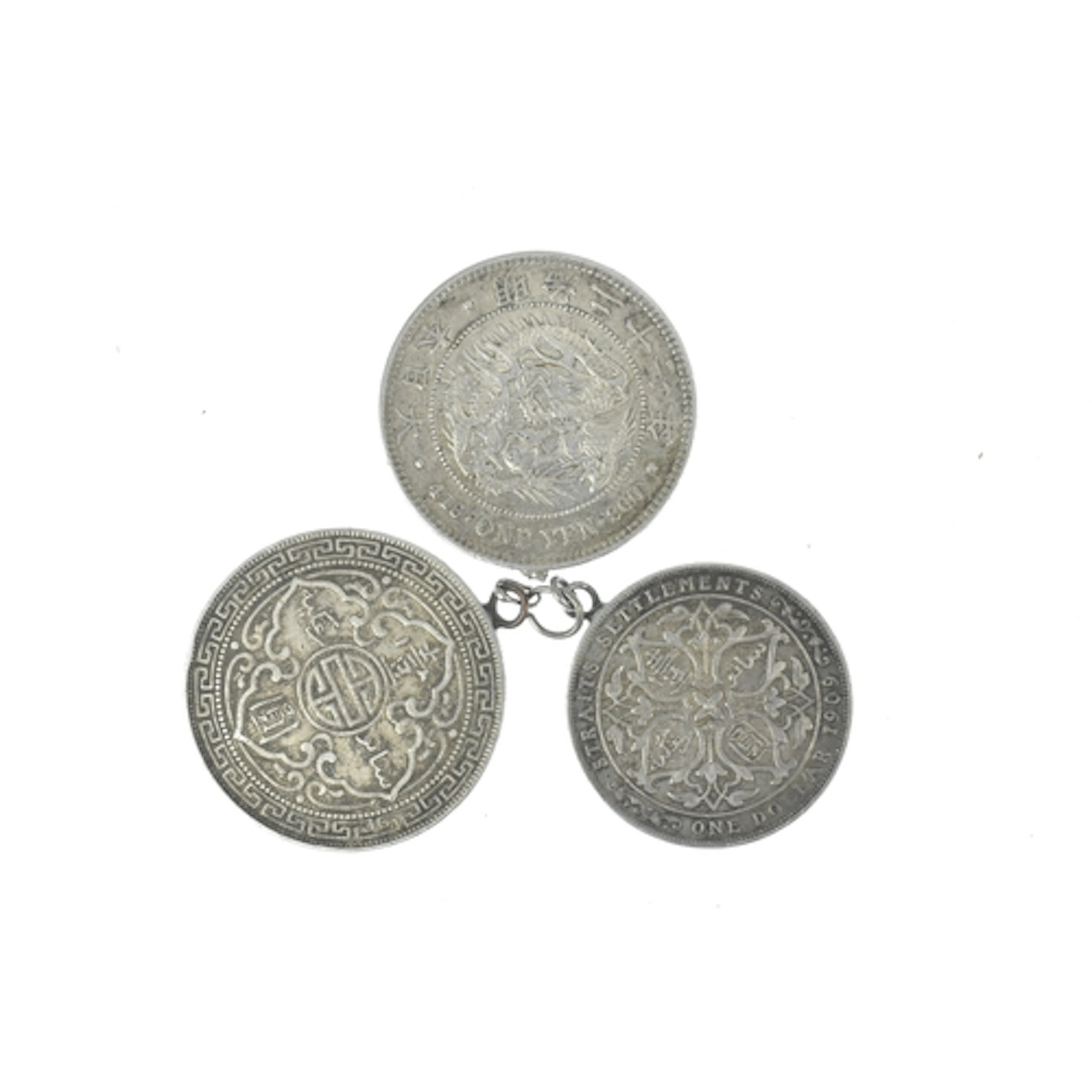 Three coins to include a Japanese, Meiji silver one yen, 26....