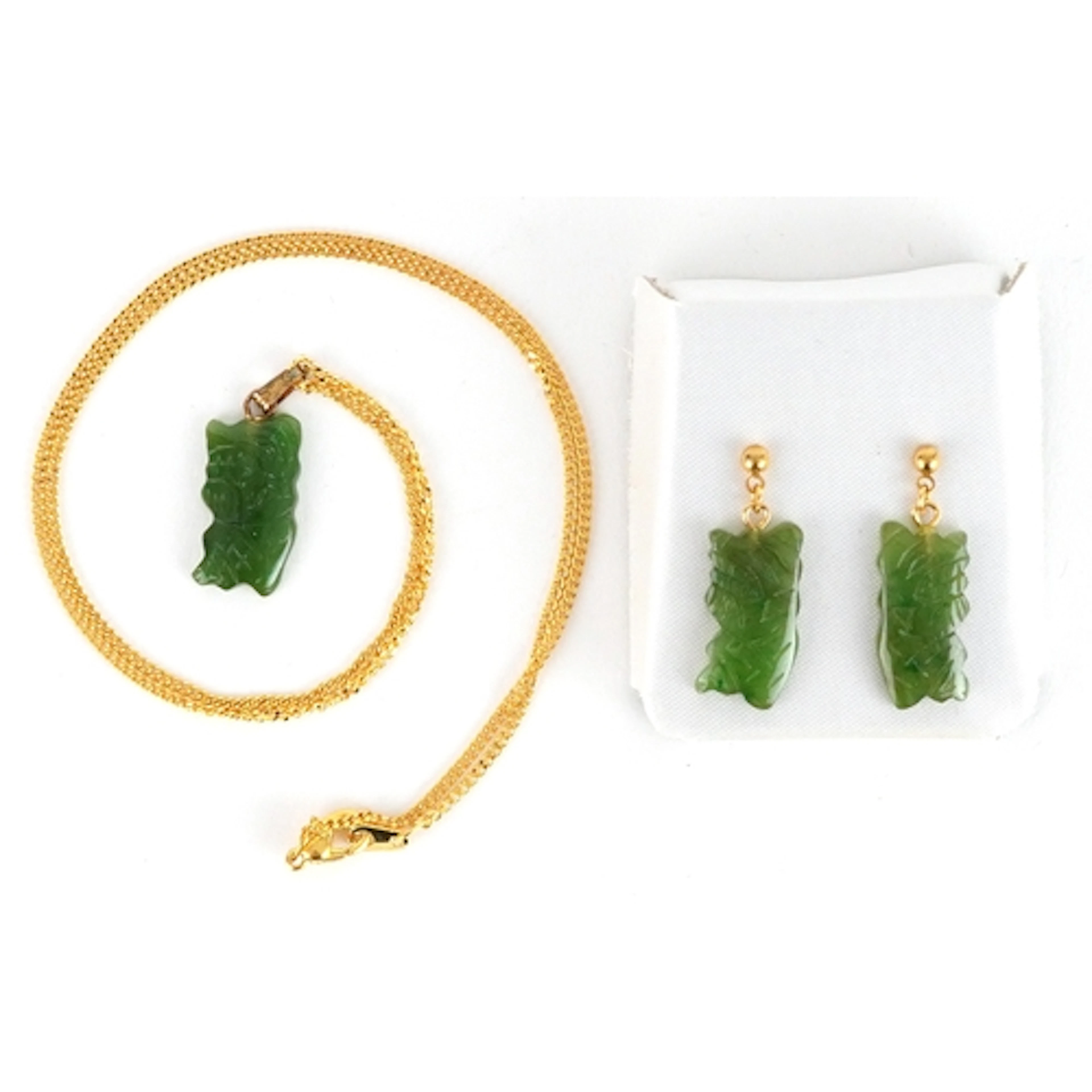 Alaskan jade pendant on chain with matching earrings in the ...