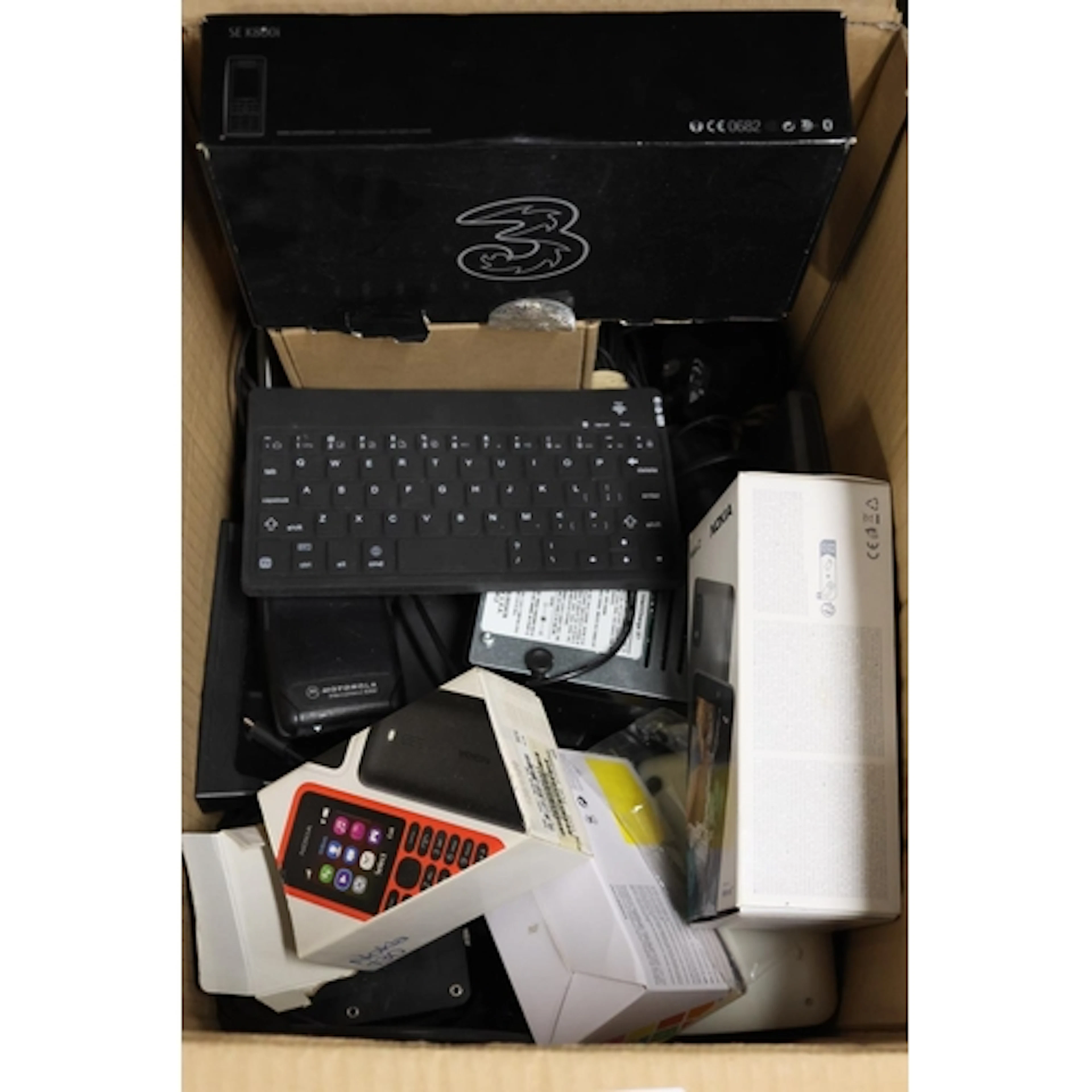 Box containing electronics to include mobile phones, etc.