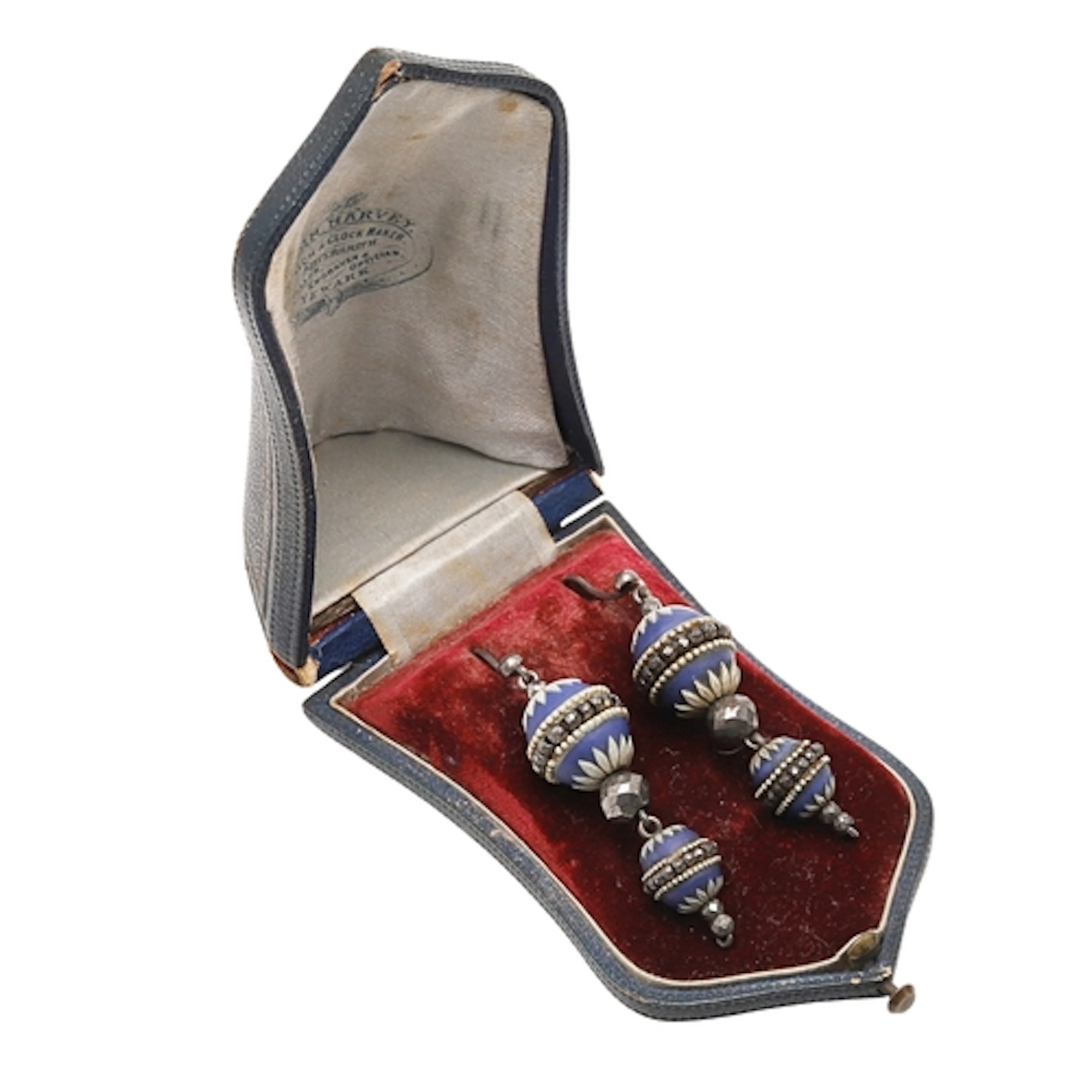 A RARE PAIR OF JASPER WARE AND CUT STEEL EARRINGS, CIRCA 178...