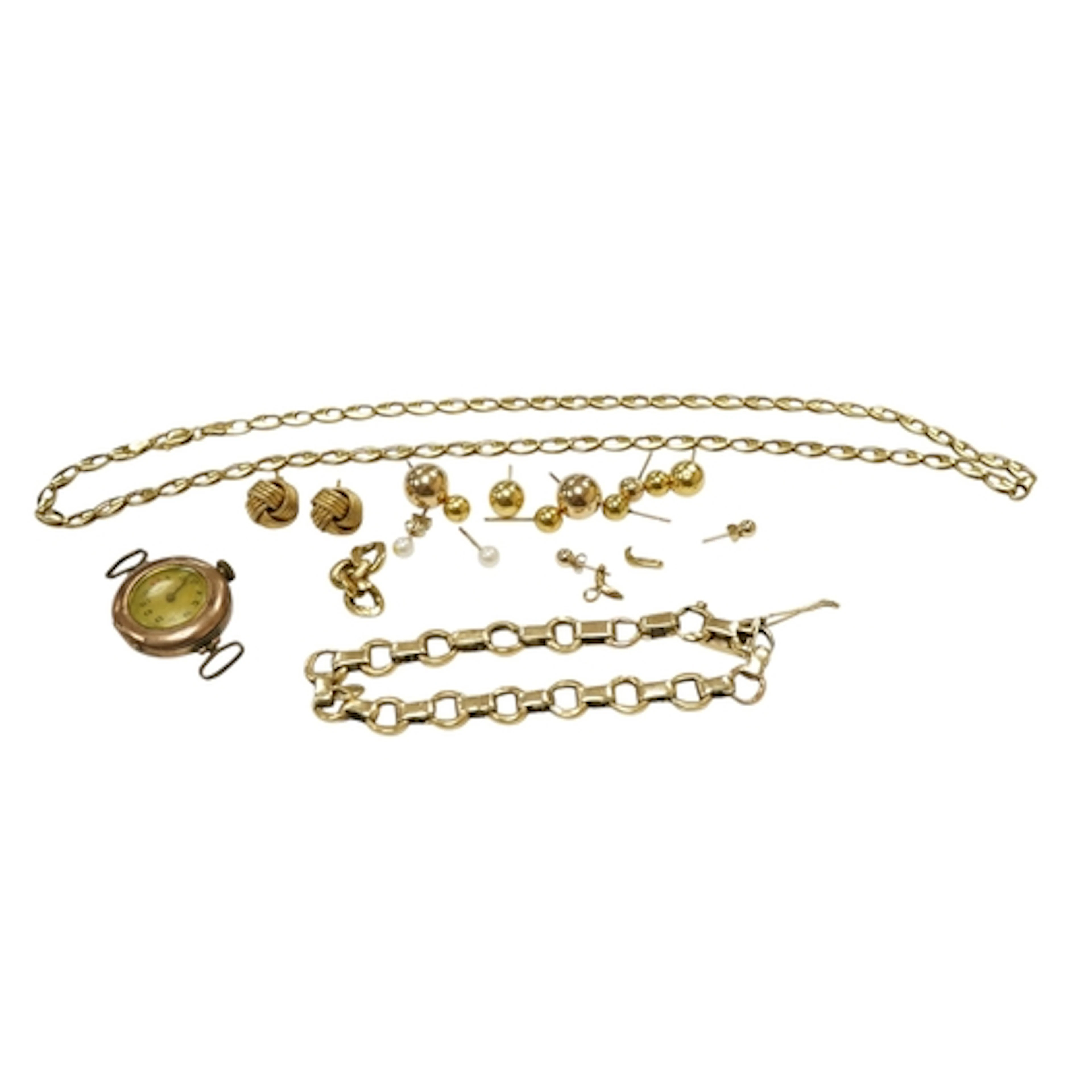 A small group of assorted 9ct jewellery including a bracelet...