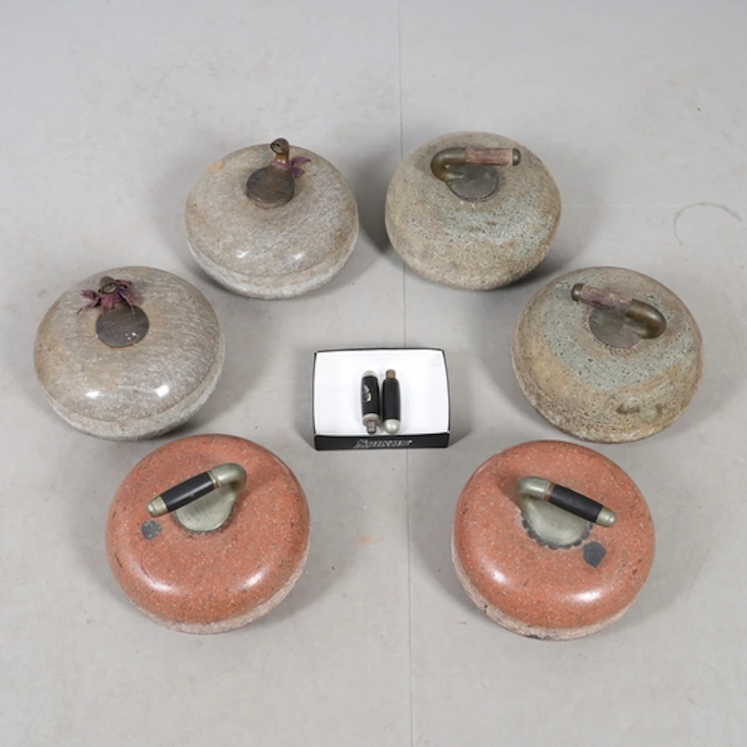 VARIOUS ANTIQUE CURLING STONES - INCLUDING MARQUESS BREADALB...