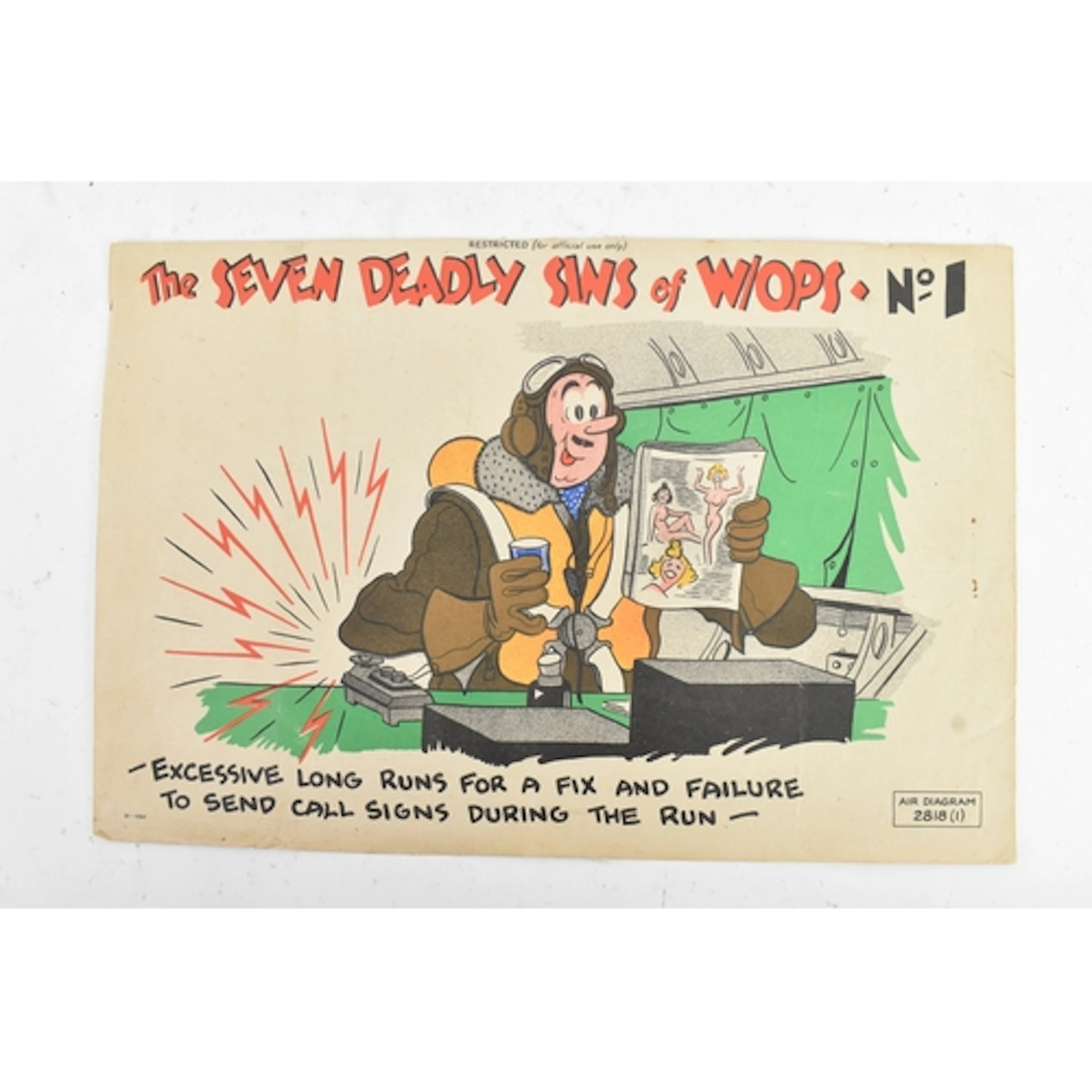 A Second World War RAF cartoon poster, ‘The Seven Deadly Sin...