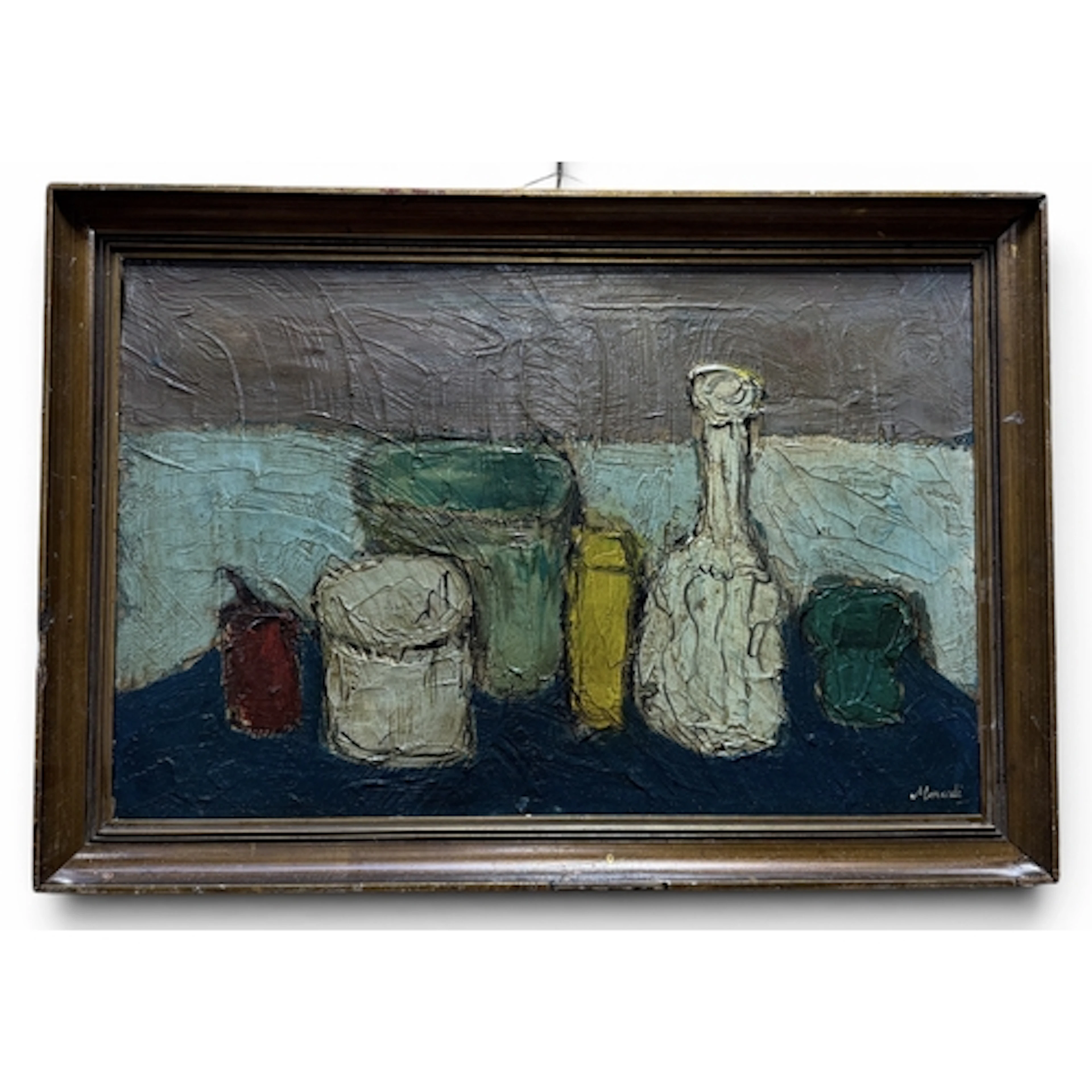FOLLOWER OF GIORGIO MORANDI (1890-1964): A STILL LIFE OF JUG...