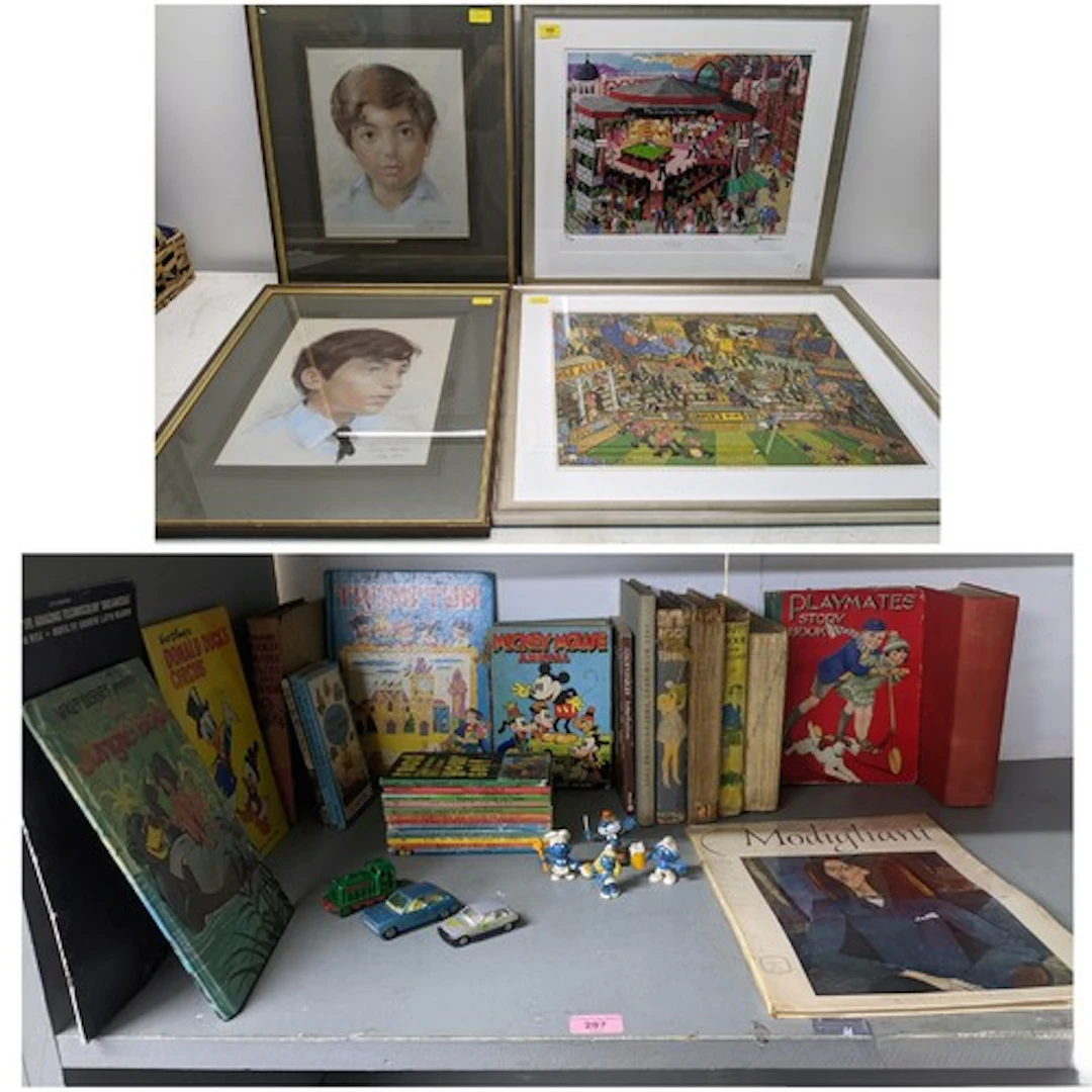 A mixed lot to include various Ladybird books, and a Playmat...