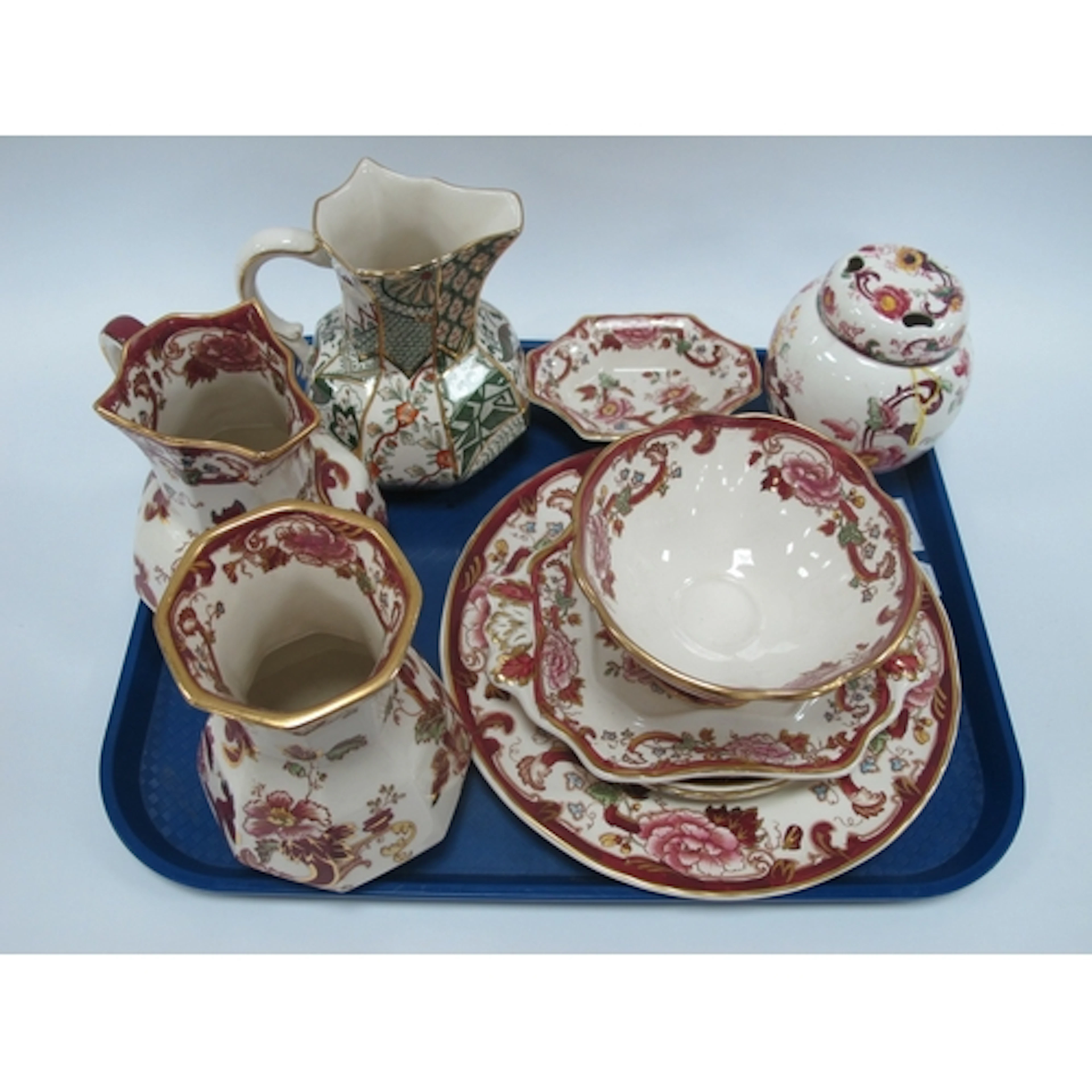 Mason's Mandalay Red Jug, vase, bowl, plate, etc, applique j...