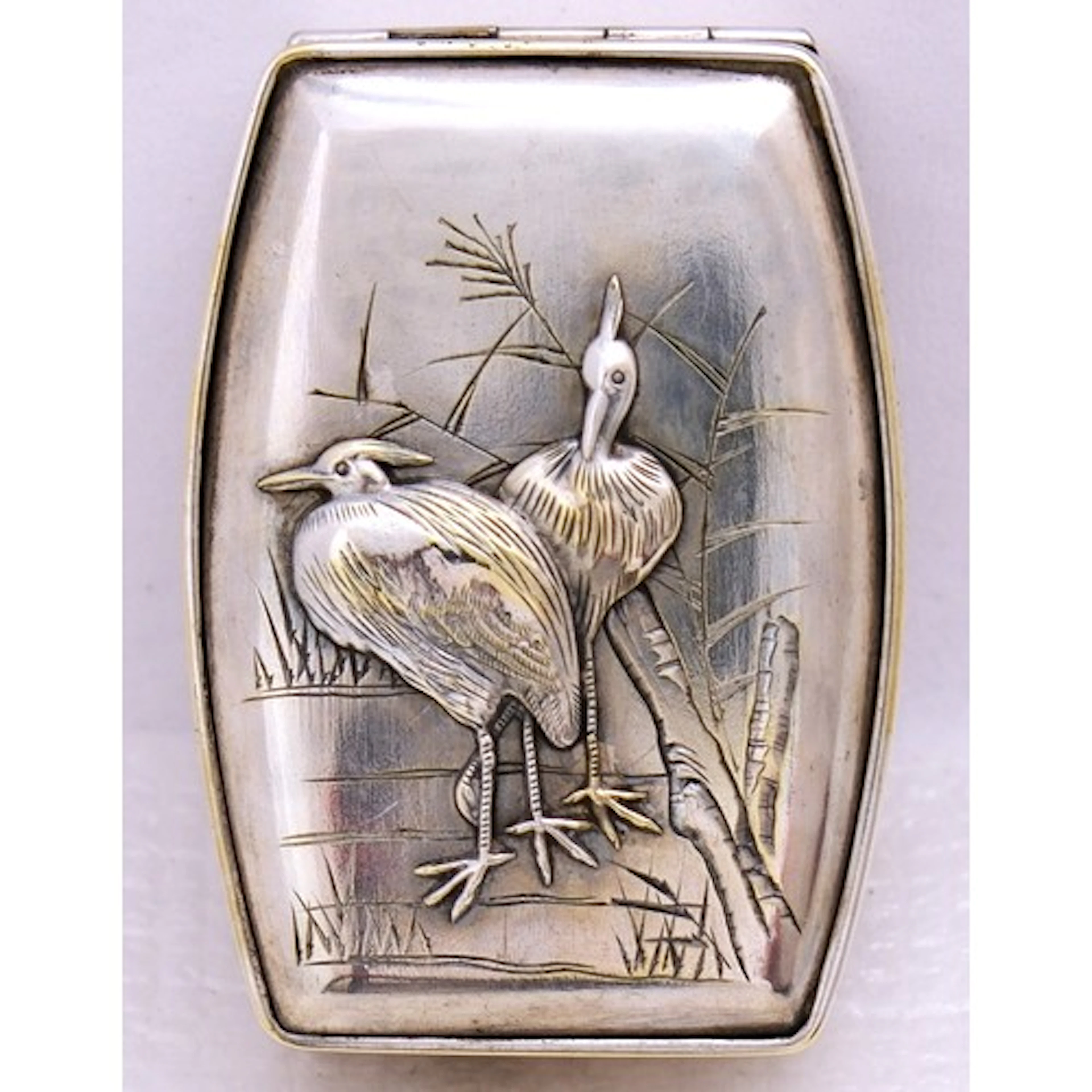 A FINE JAPANESE SILVERED-METAL BOX AND COVER LATE MEIJI PERI...