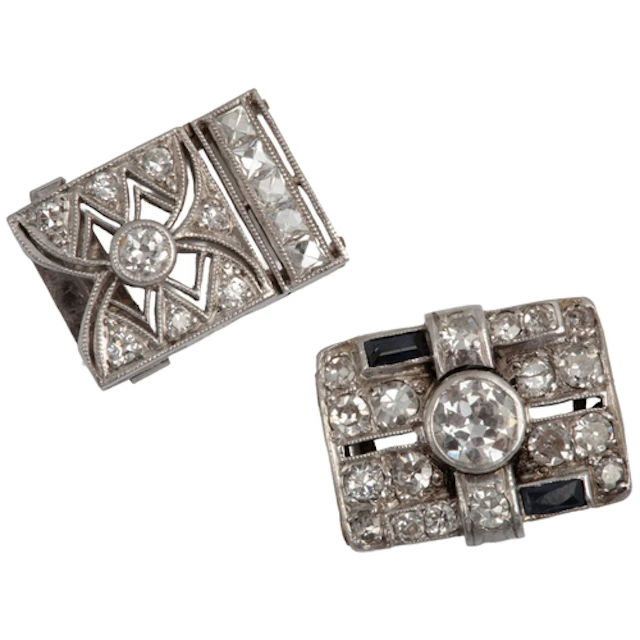 Two Art Deco diamond components, early 20th century, compris...