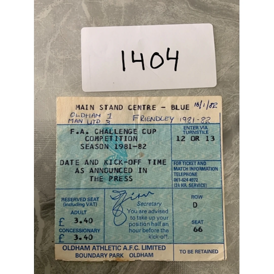 1982 Oldham v Manchester United Football Ticket: Friendly da...