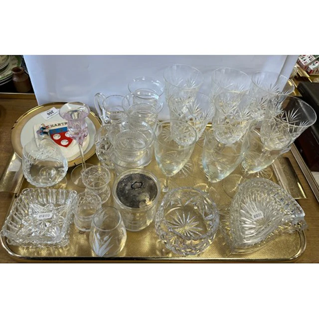 Collection of cut and other glassware to include dishes, tum...