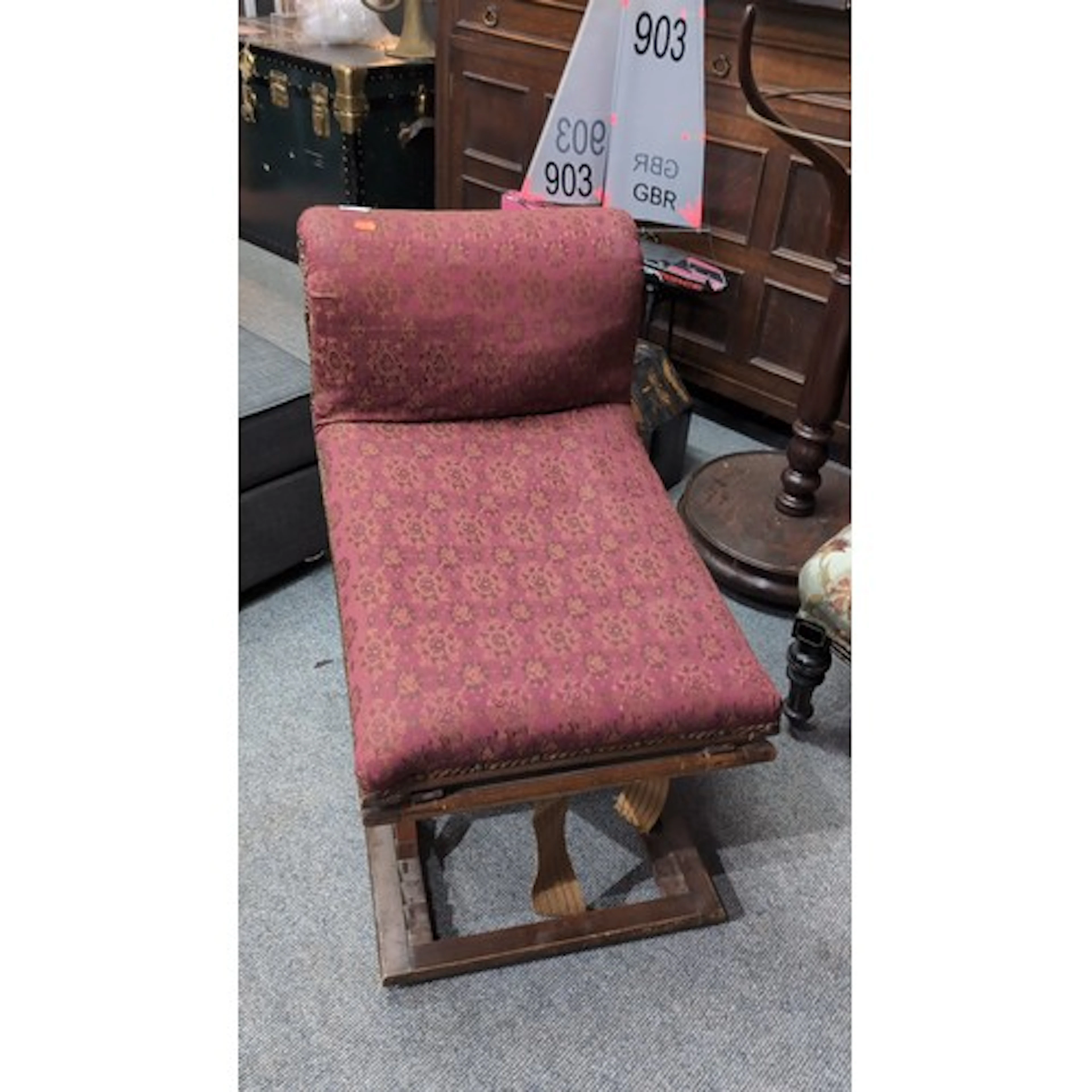 Reclining adjustable lounge chair, circa 1900, upholstered i...