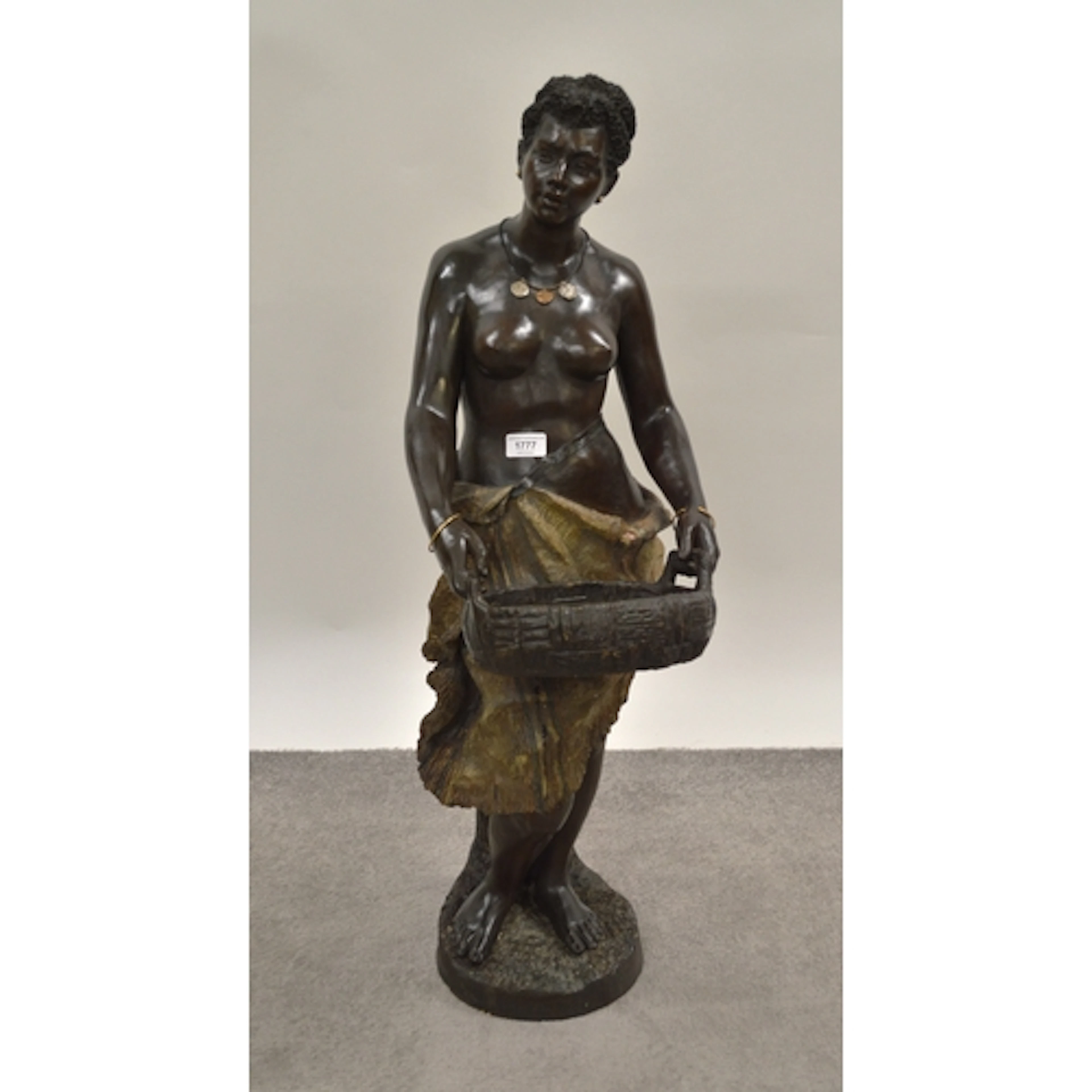 19th Century Austrian painted terracotta figure of a semi na...