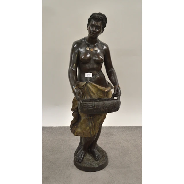 19th Century Austrian painted terracotta figure of a semi na...
