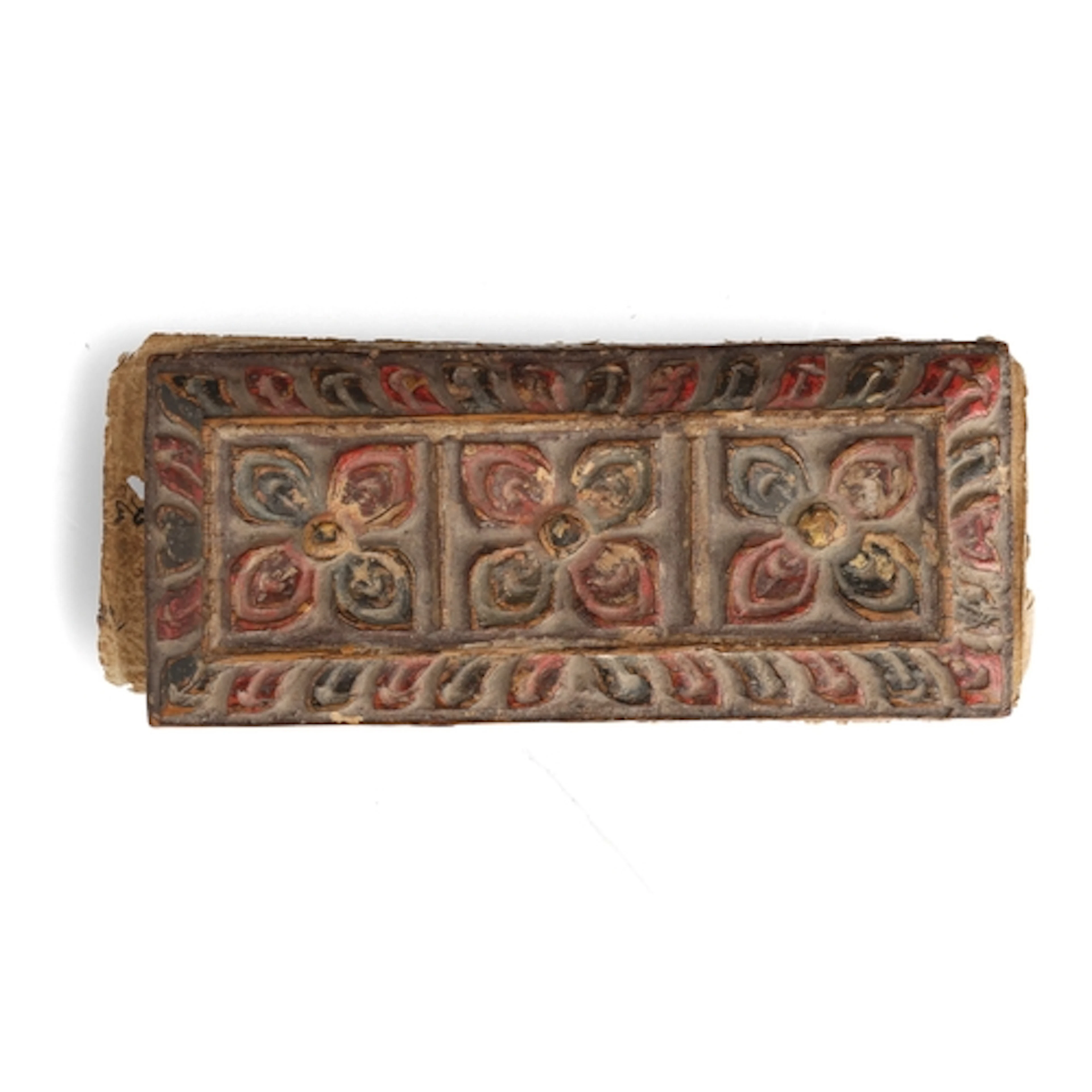 A HAND PAINTED BUDDHIST PRAYER BOOK 11cm W