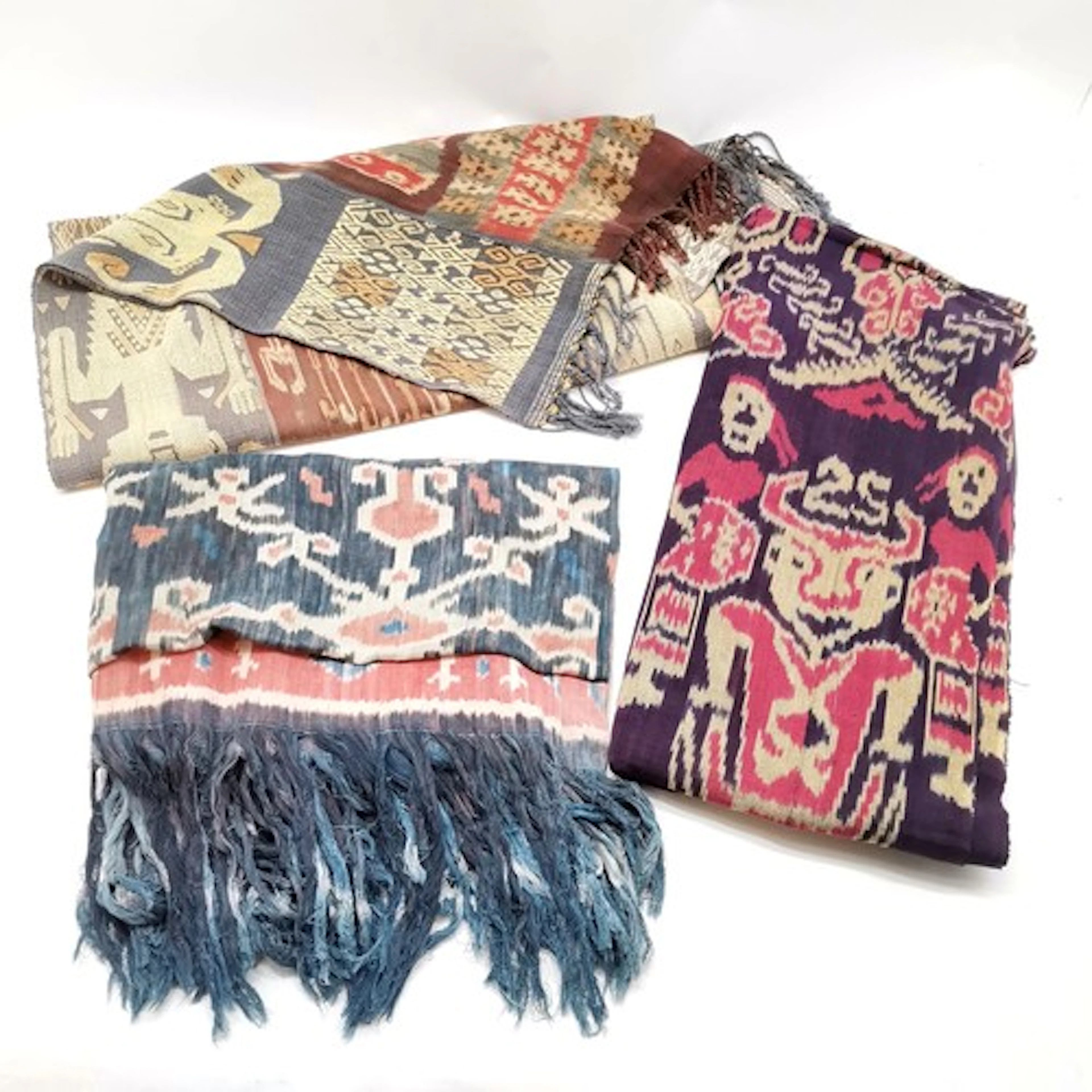 3 x Indonesian vintage sumba cloths - largest 230cm x 120cm