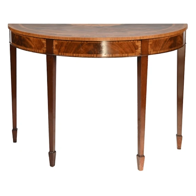 A mahogany, rosewood, satinwood and 'harewood' table, 20th c...