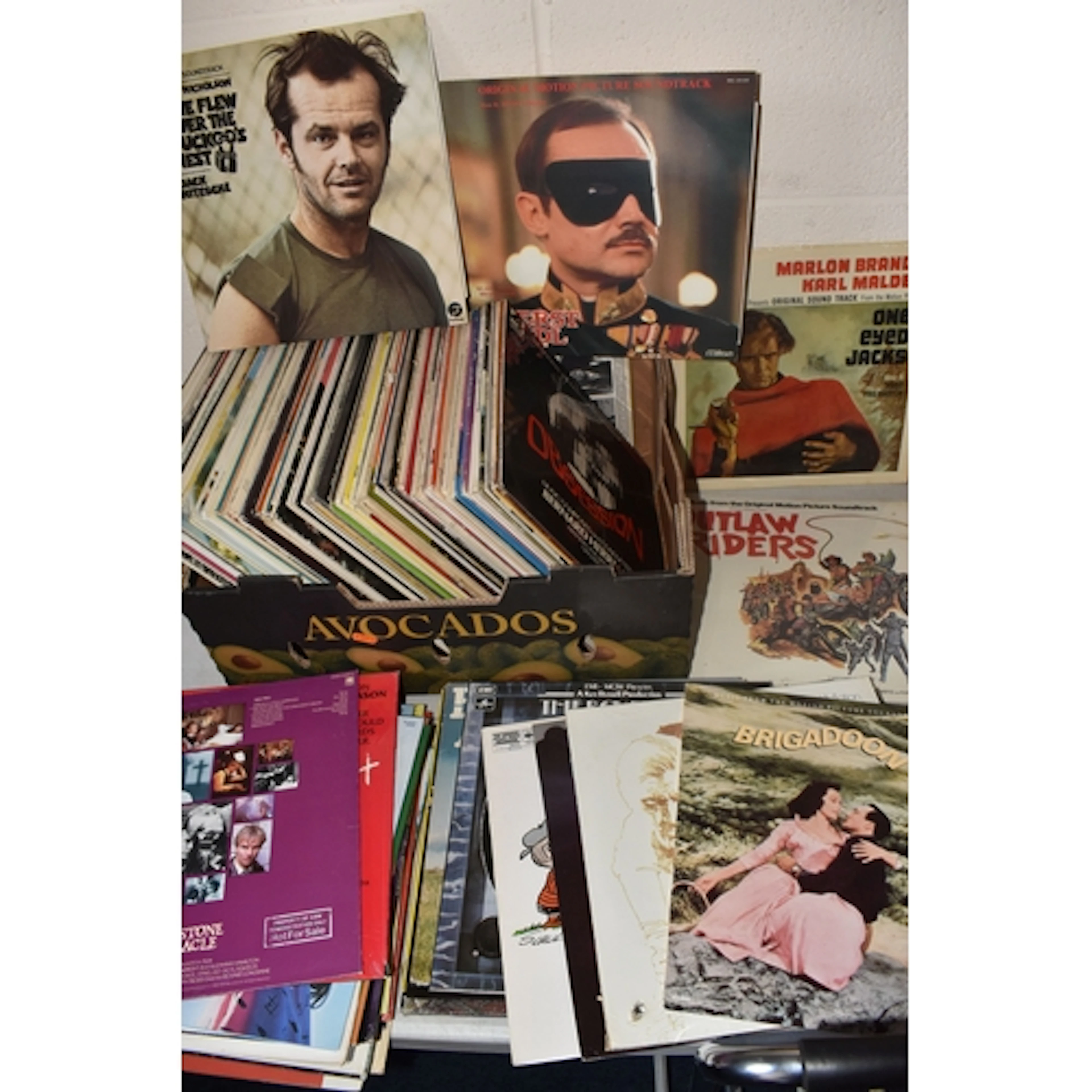 A BOX OF FILM SOUNDTRACK RECORDS, approximately one hundred ...