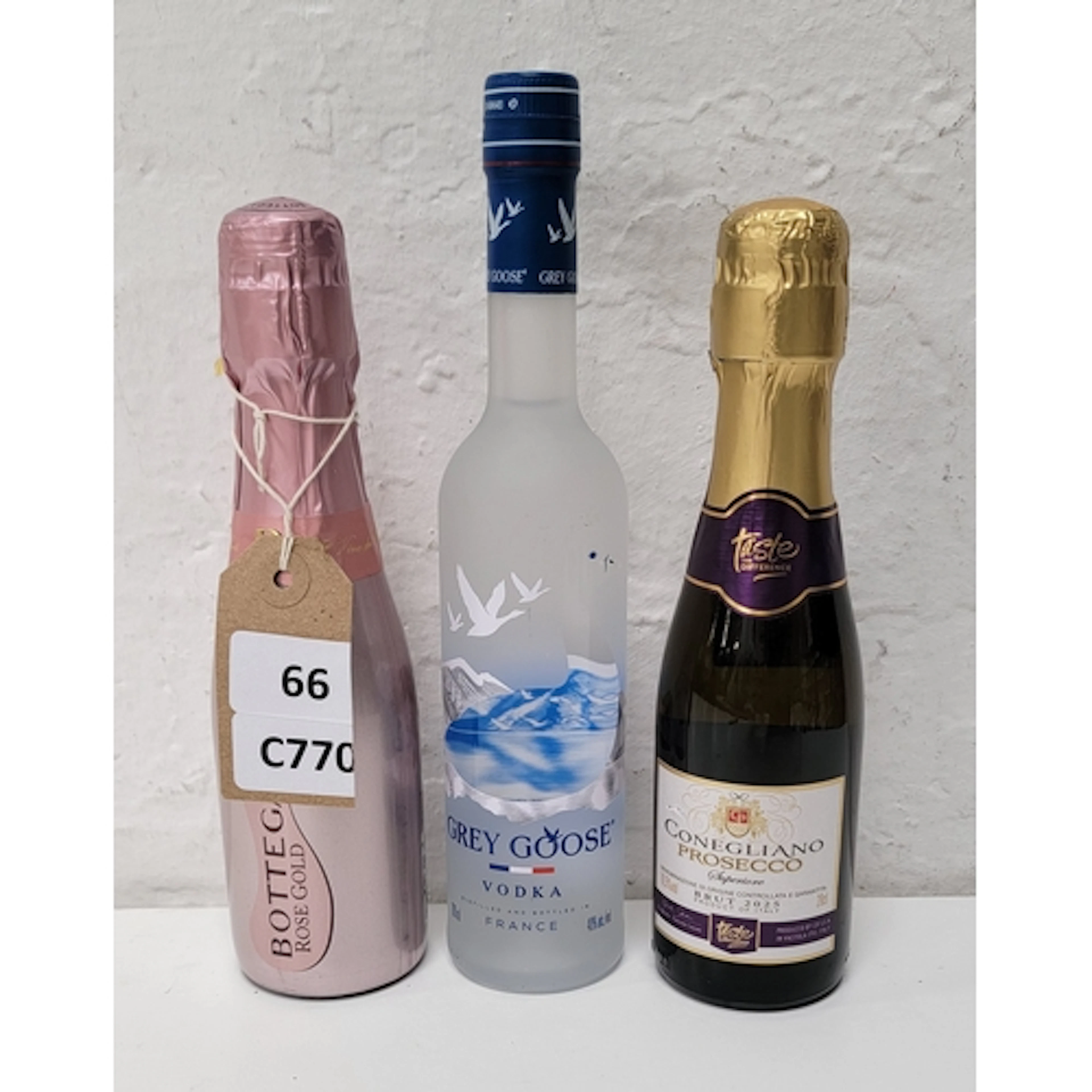 3 BOTTLES OF SPIRITS AND WINE - GREY GOOSE VODKA 200ML, BOTT...