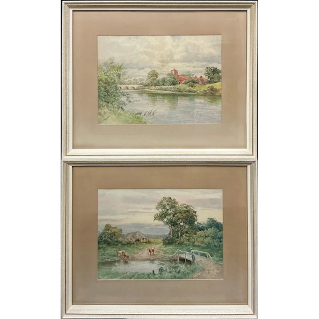 George Barker (1858-1911) A pair, On the Severn, and New Su...
