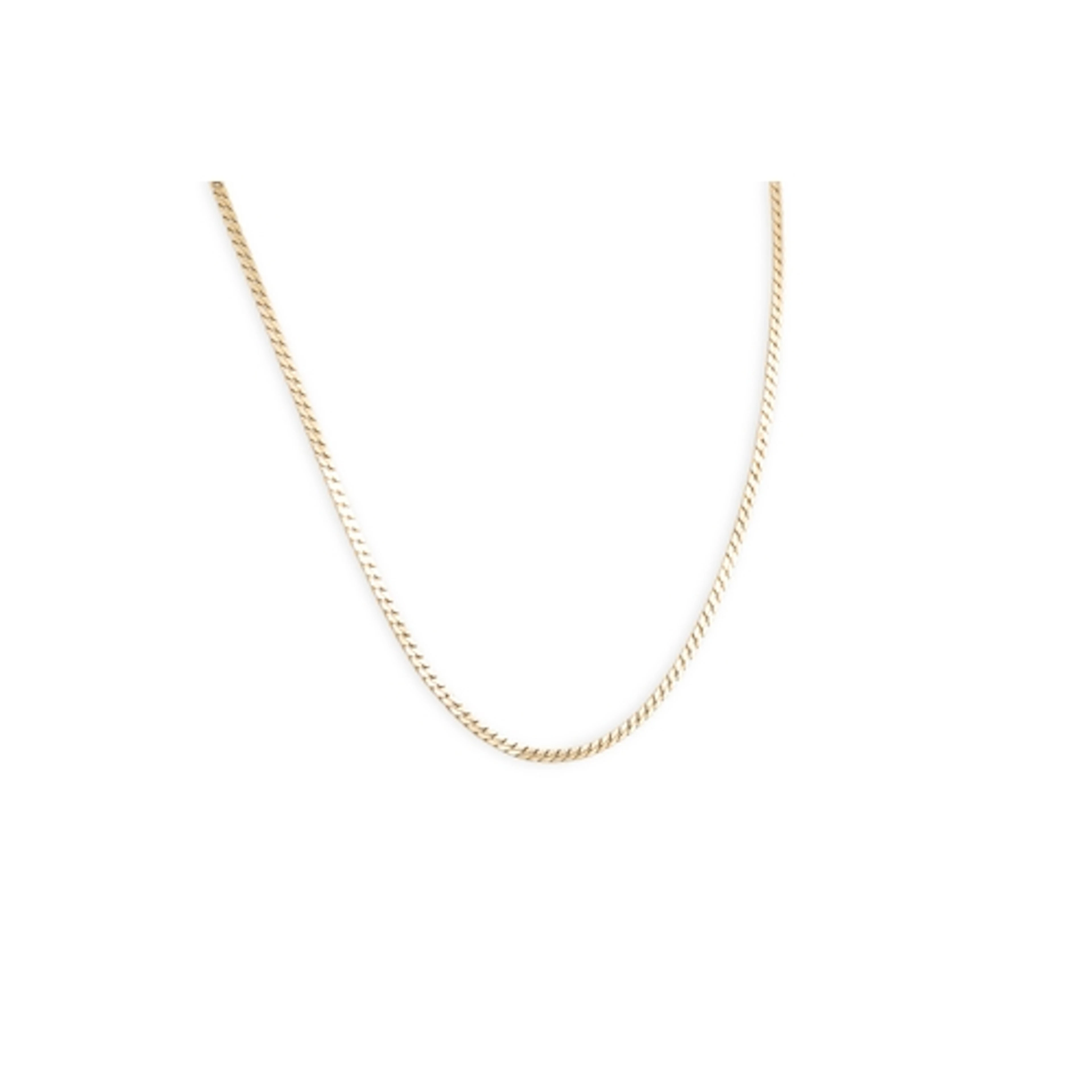A 9CT YELLOW GOLD FLAT CURB LINK NECK CHAIN, 5.3 g.