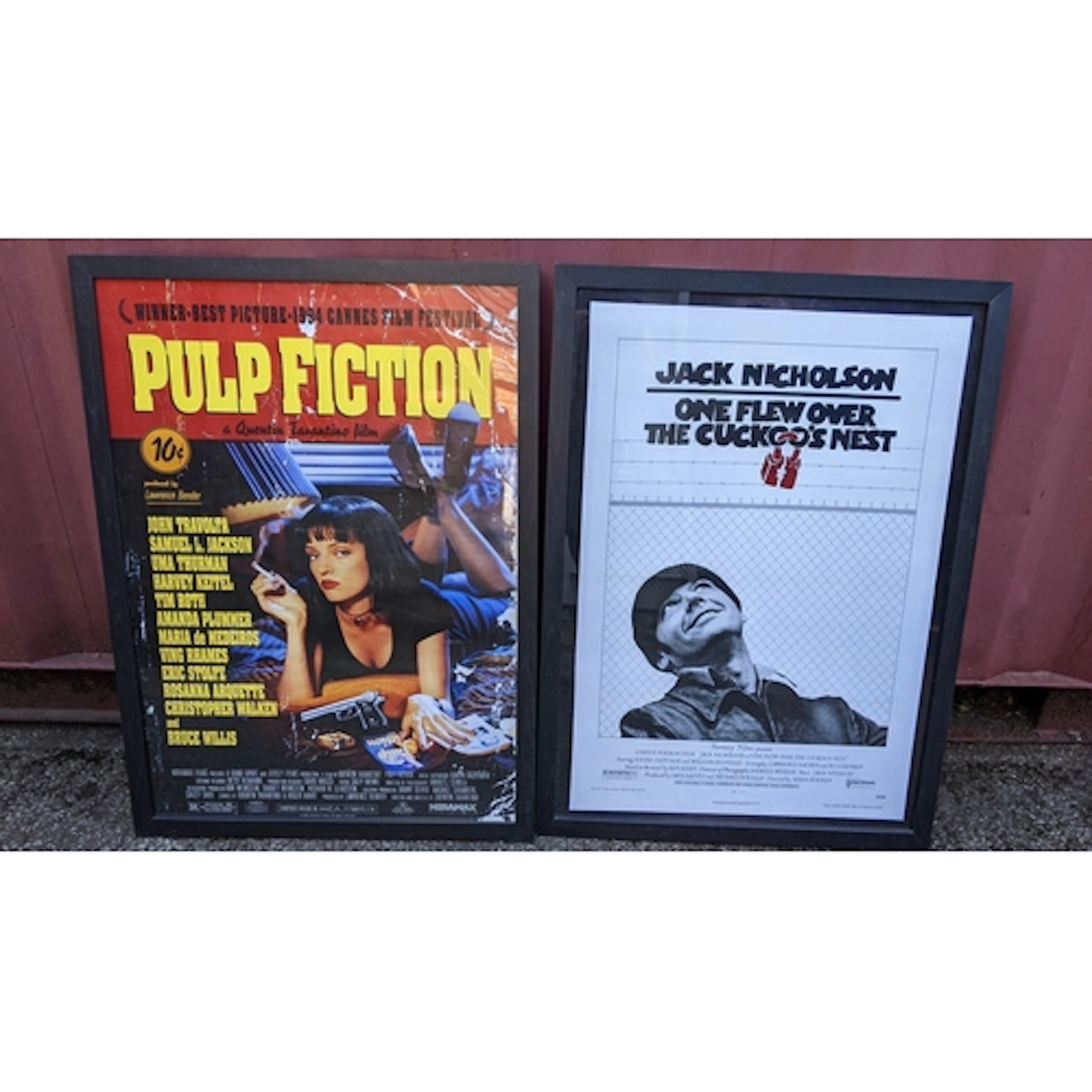 Two reproduction film posters to include Pulp Fiction and On...