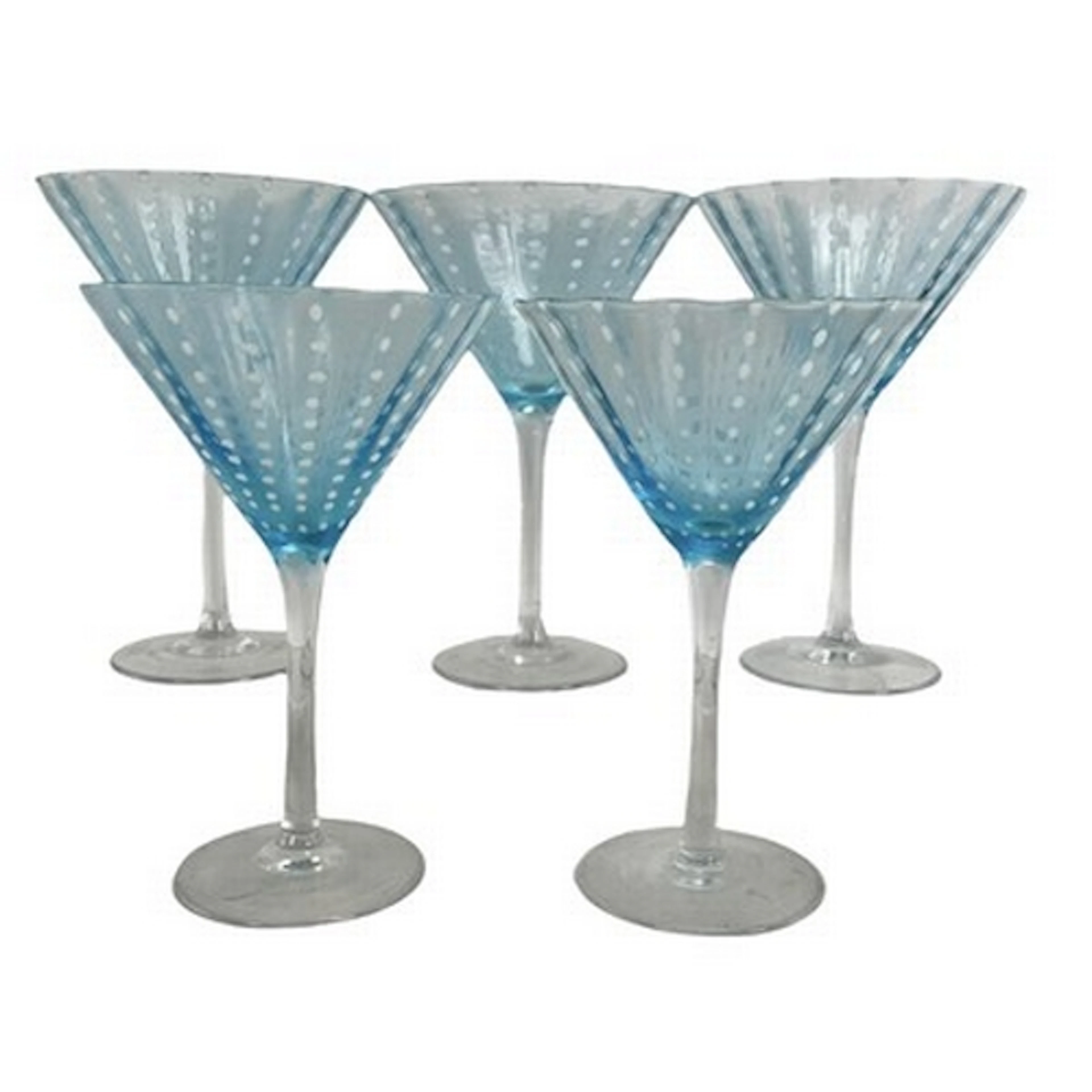 A set of early 20th century Art Deco blue and white polka-do...