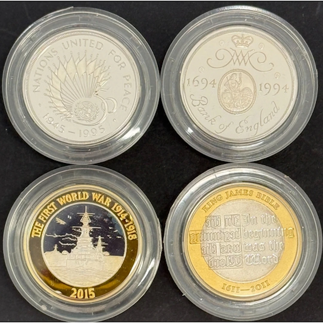 A group of four UK QEII £2 silver proof Piedfort coins, comp...