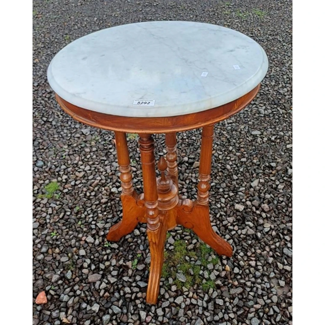 19TH CENTURY STYLE MARBLE TOPPED CIRCULAR OCCASIONAL TABLE O...