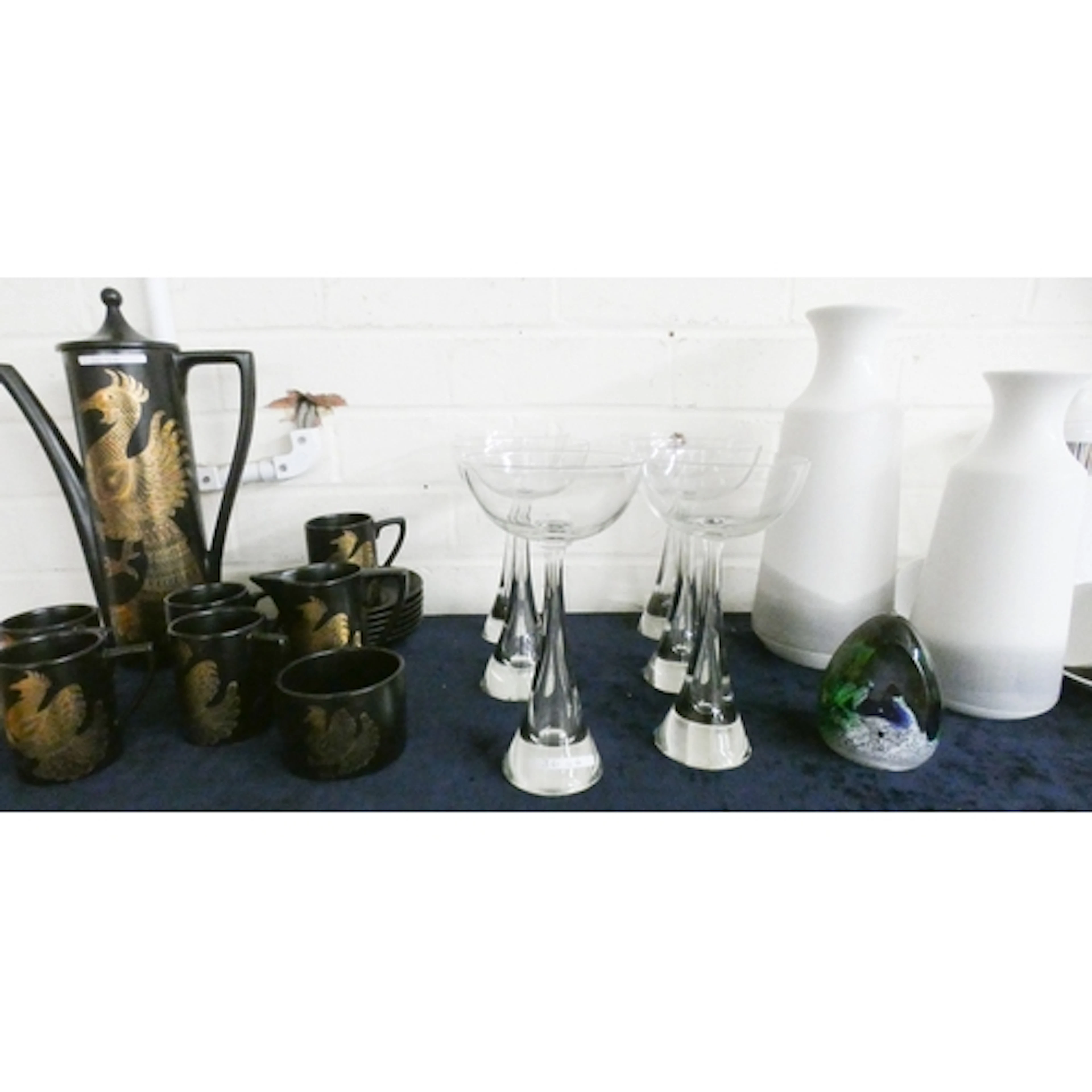 A set of six Irice bubble stem champagne glasses together wi...