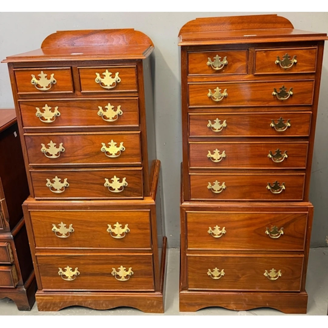 Two similar Georgian style tallboy mahogany chests on chests...