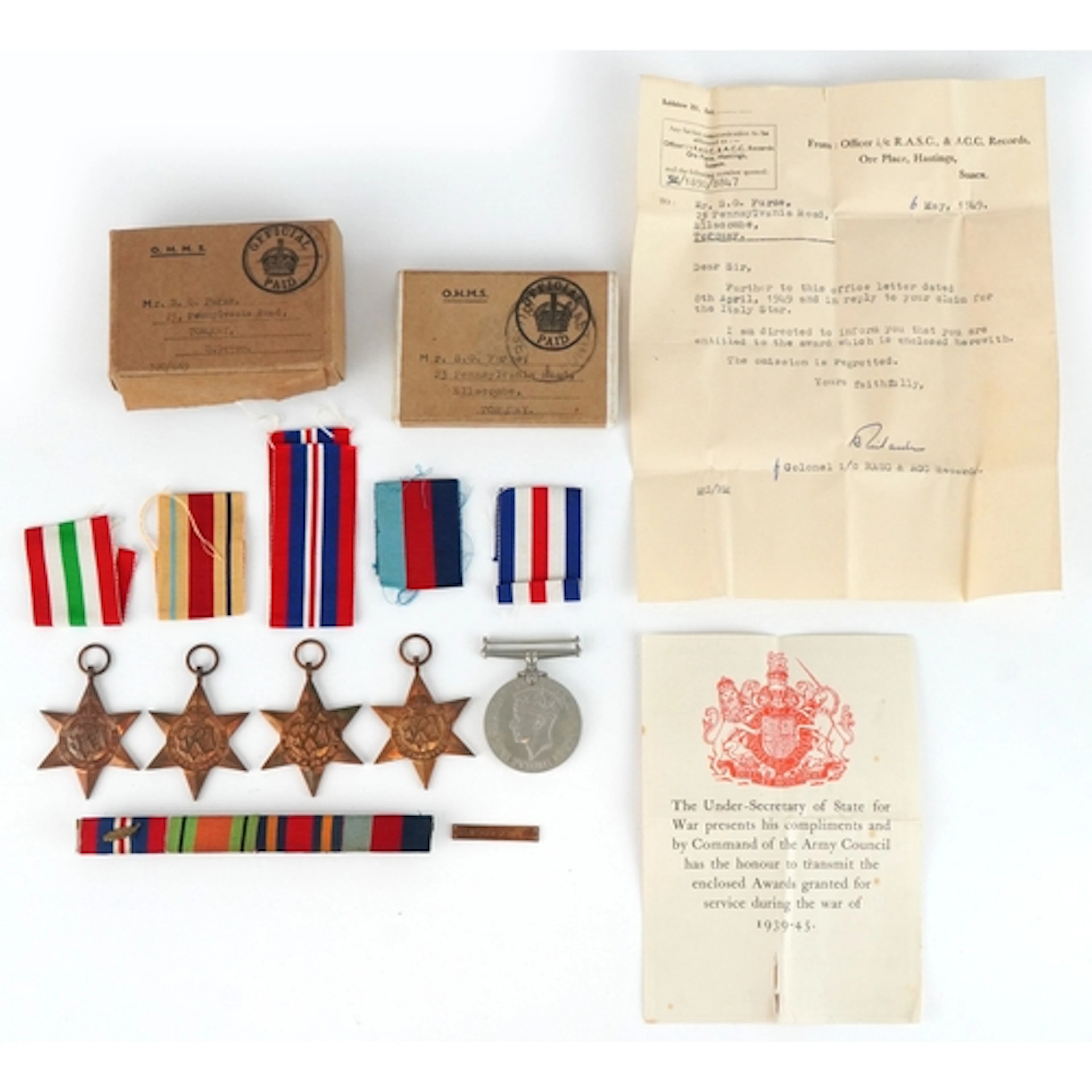 British military interest World War II medals and stars with...