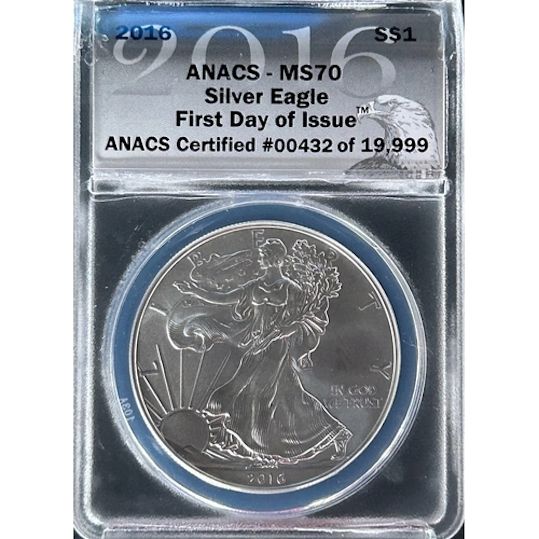 2016 U.S.A. $1 Silver Eagle coin, First Day of Issue, 1oz .9...