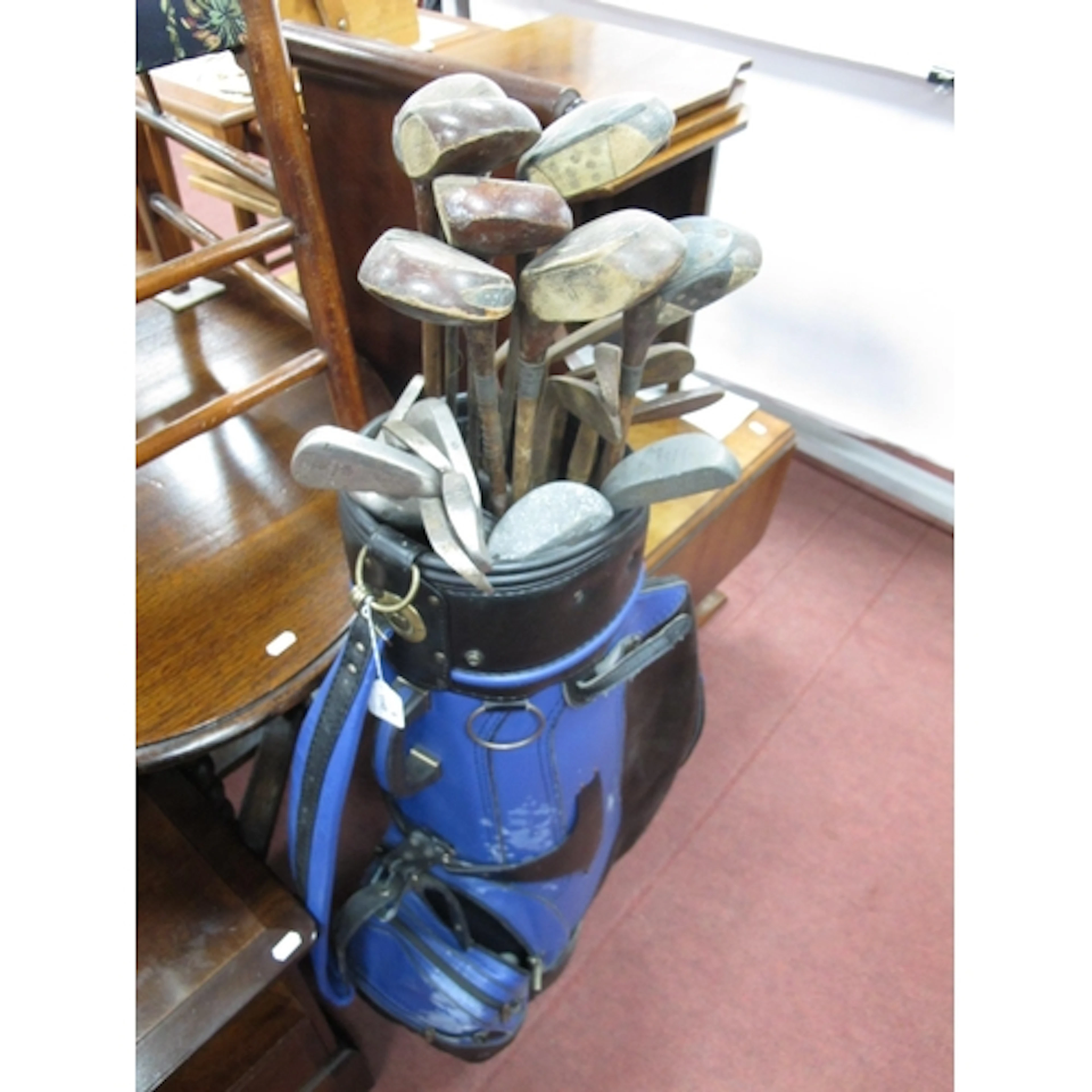 Vintage Blue Japanese Mizuno Golf Bag containing mixed golf ...