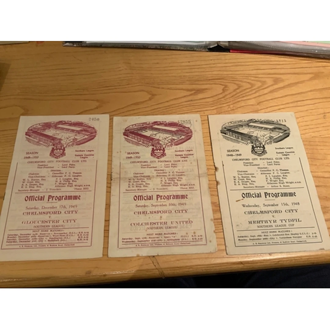 Chelmsford City Home Football Programmes: 48/49 Merthyr Tydf...