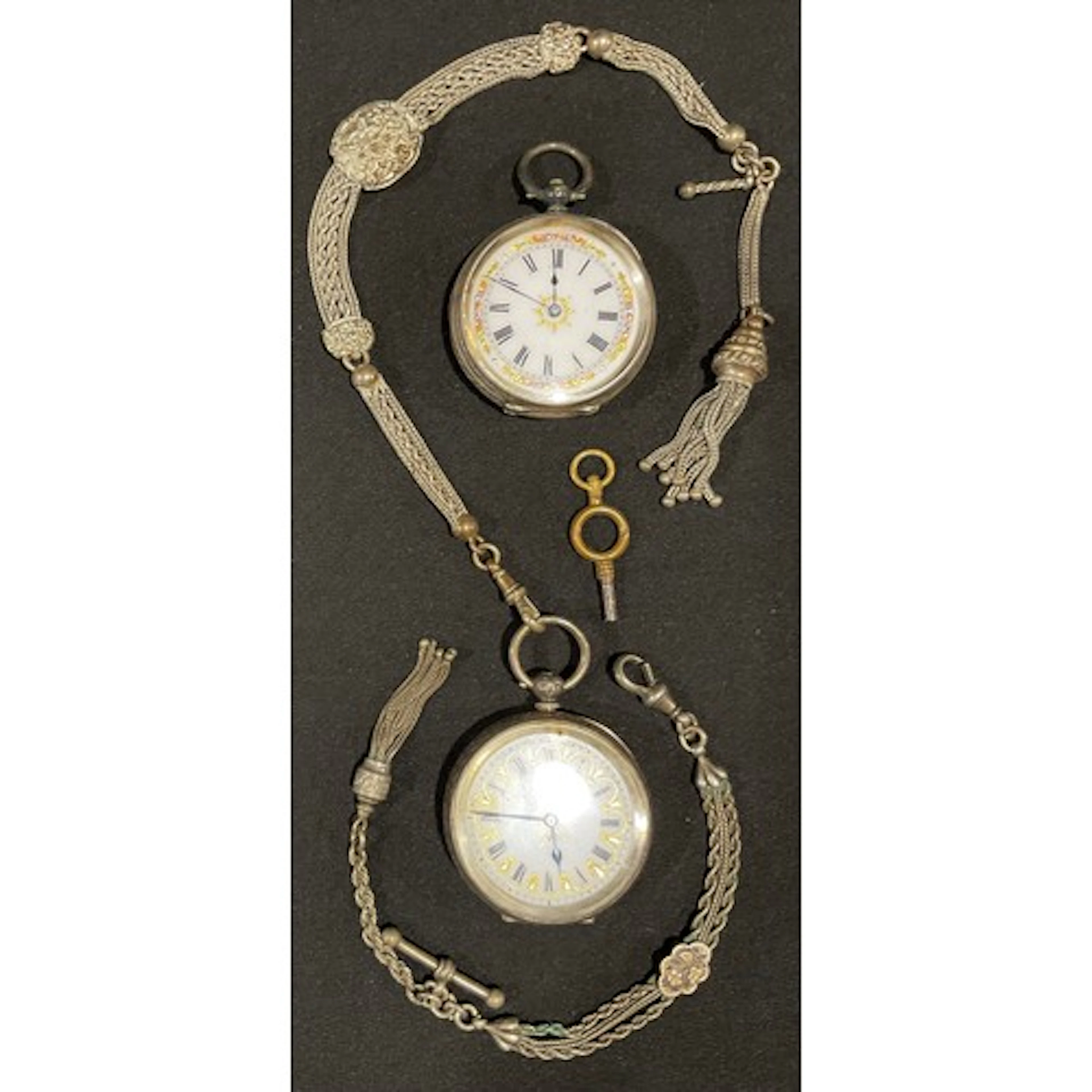 Two 19th century Continental silver lady’s open faced pocket...