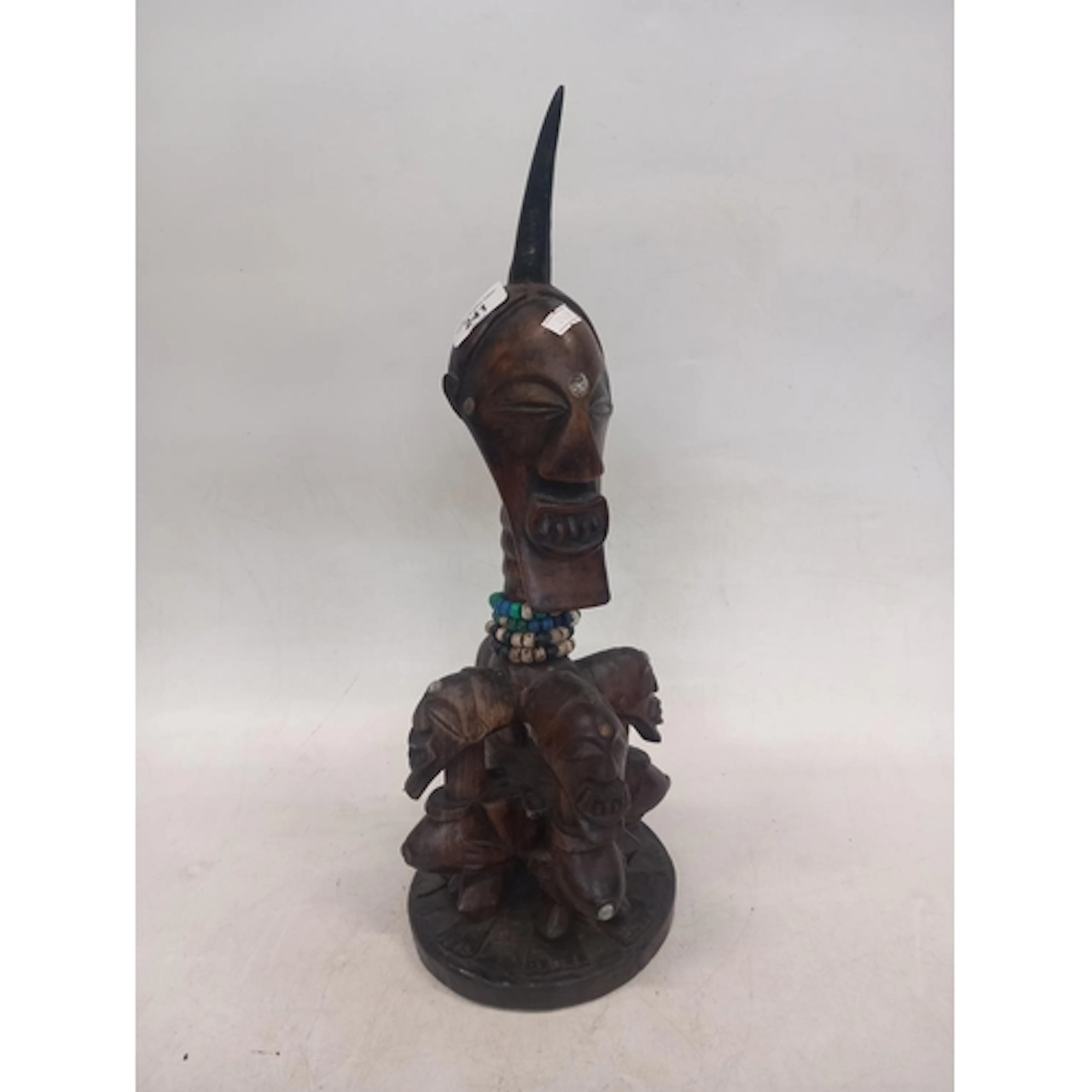 Carved African hardwood figure, probably Songye people of De...