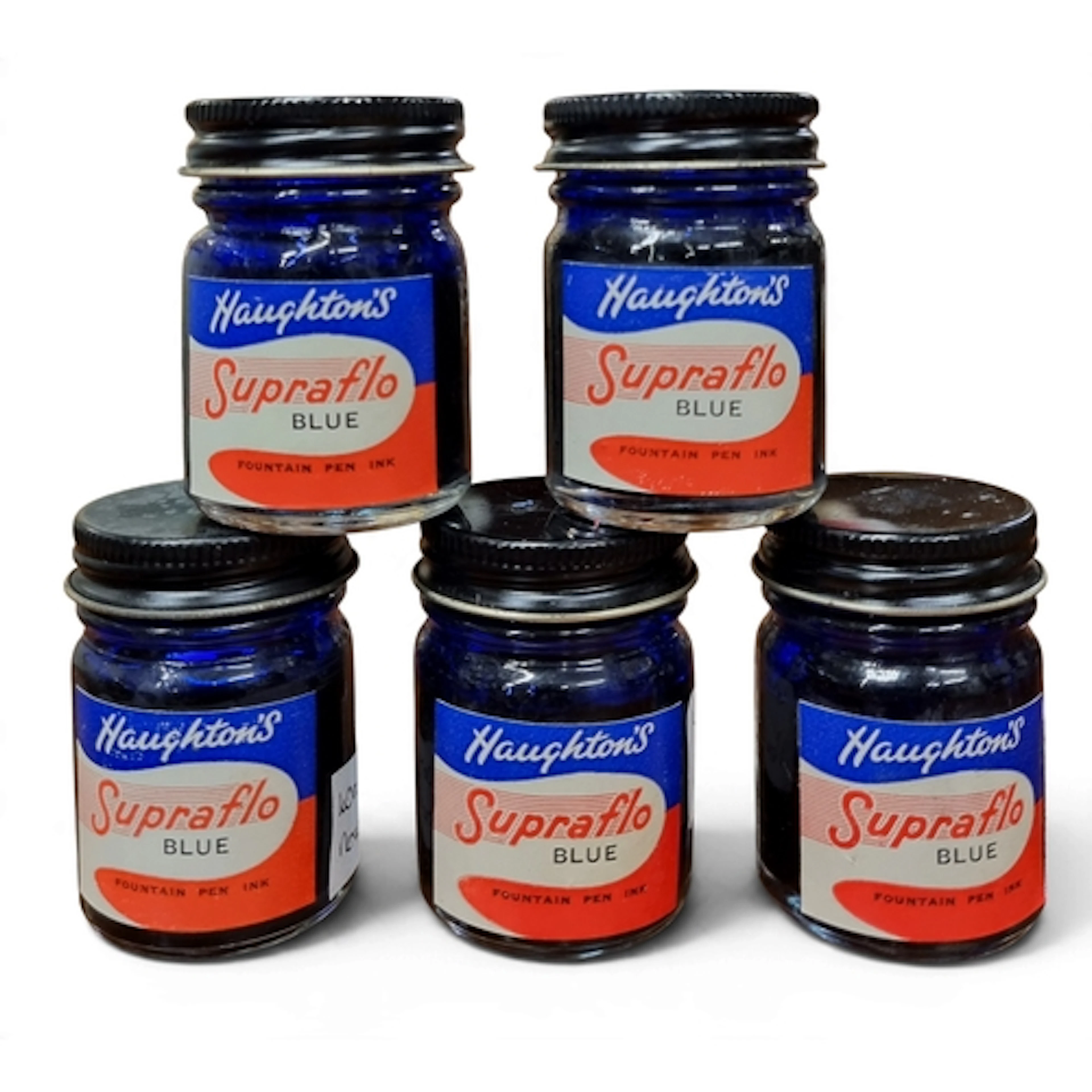 Five unopened Bottles of fountain pen ink. 1950/1960's Haugh...