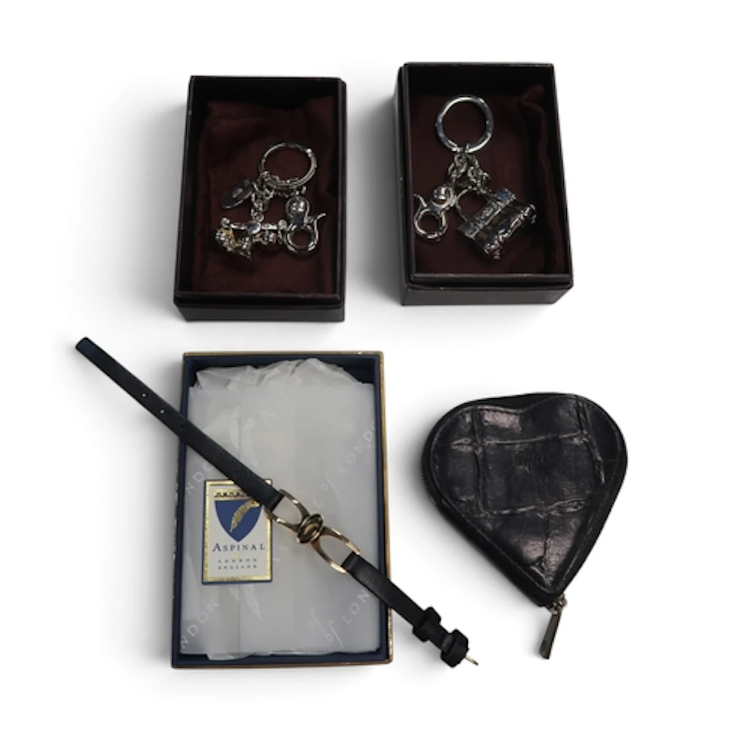 Two Mulberry keyrings, one in the form of a Bayswater handba...