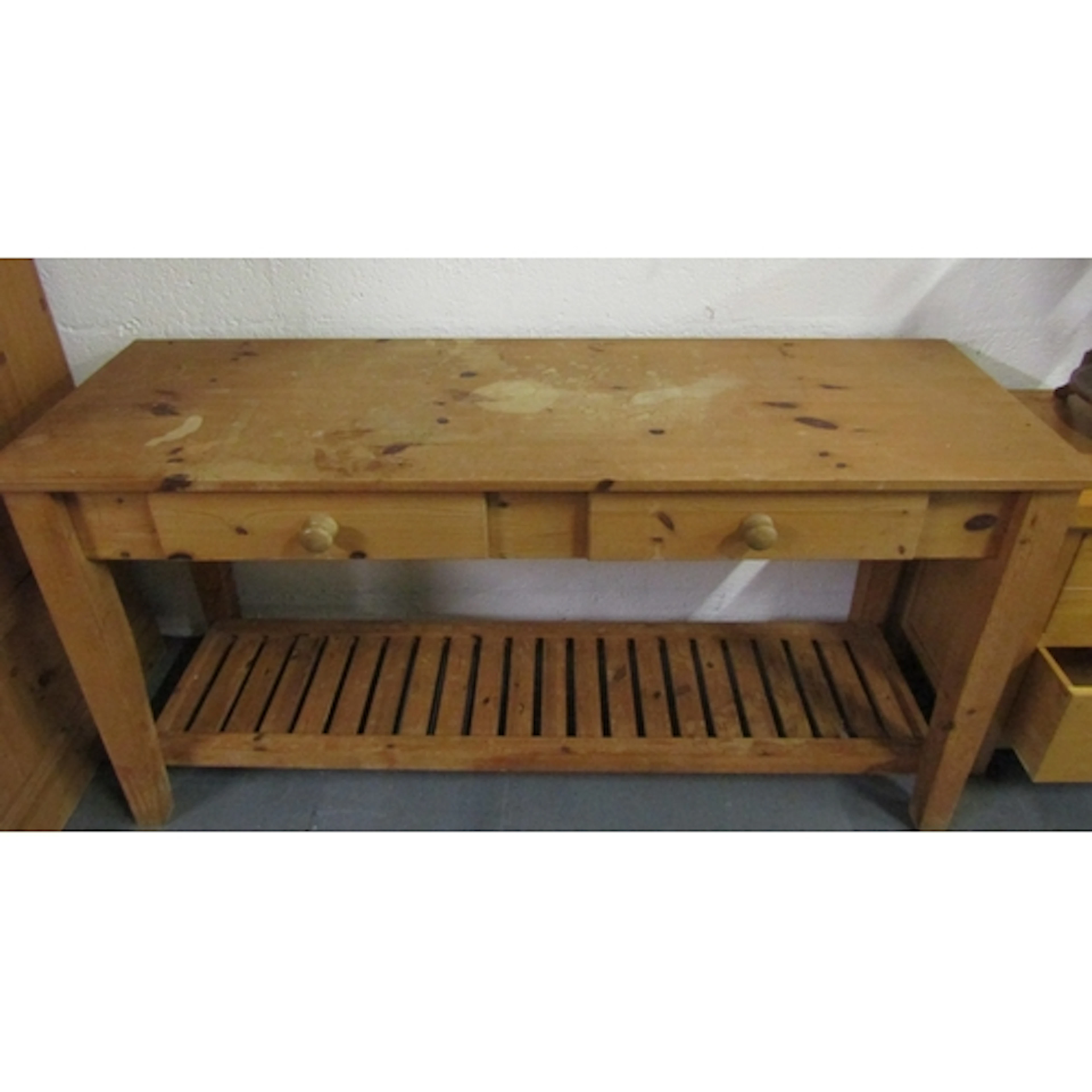 Pine Twin Drawer Kitchen Side Table with Under Tier Approxim...