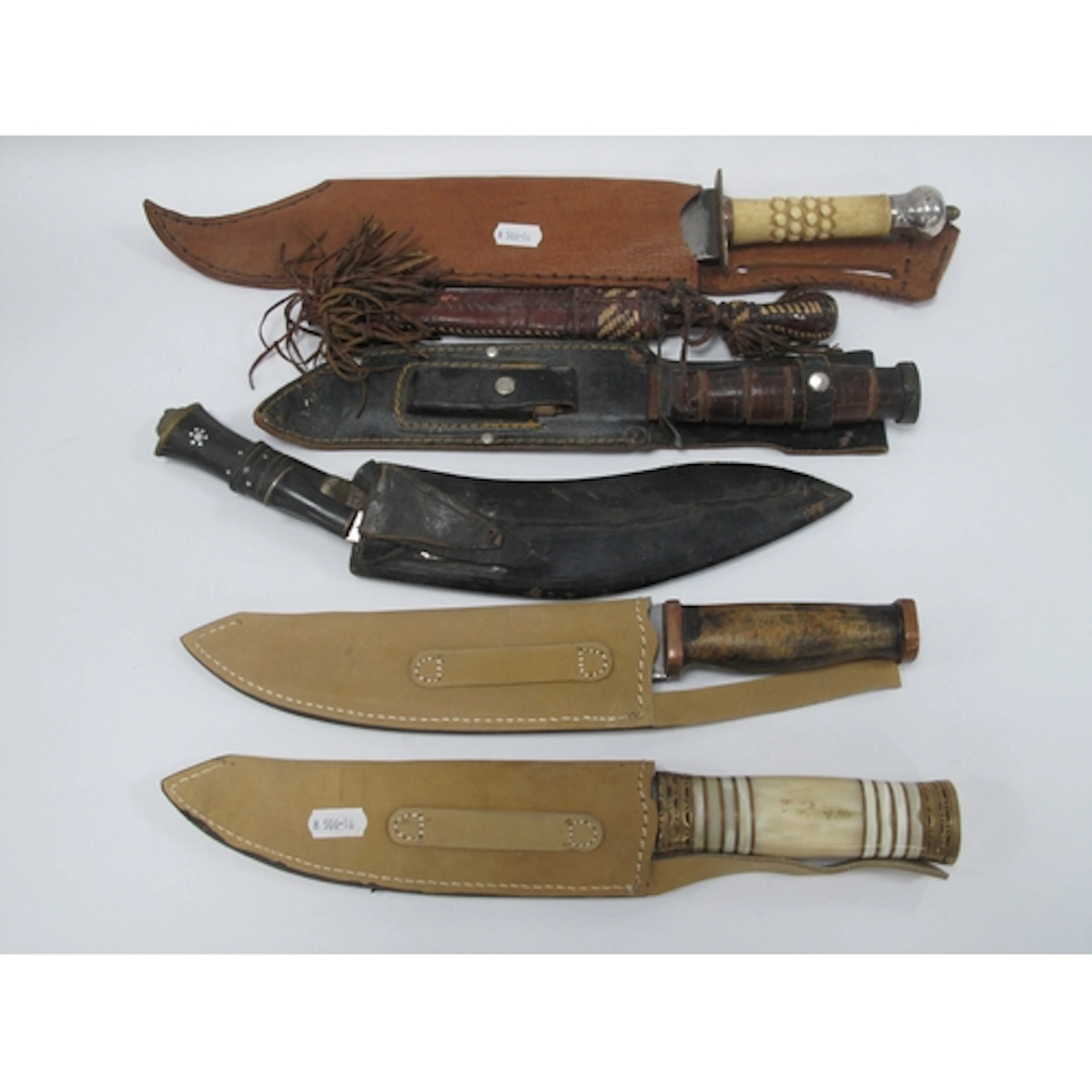 Collection of six knives and daggers, including large Bowie ...