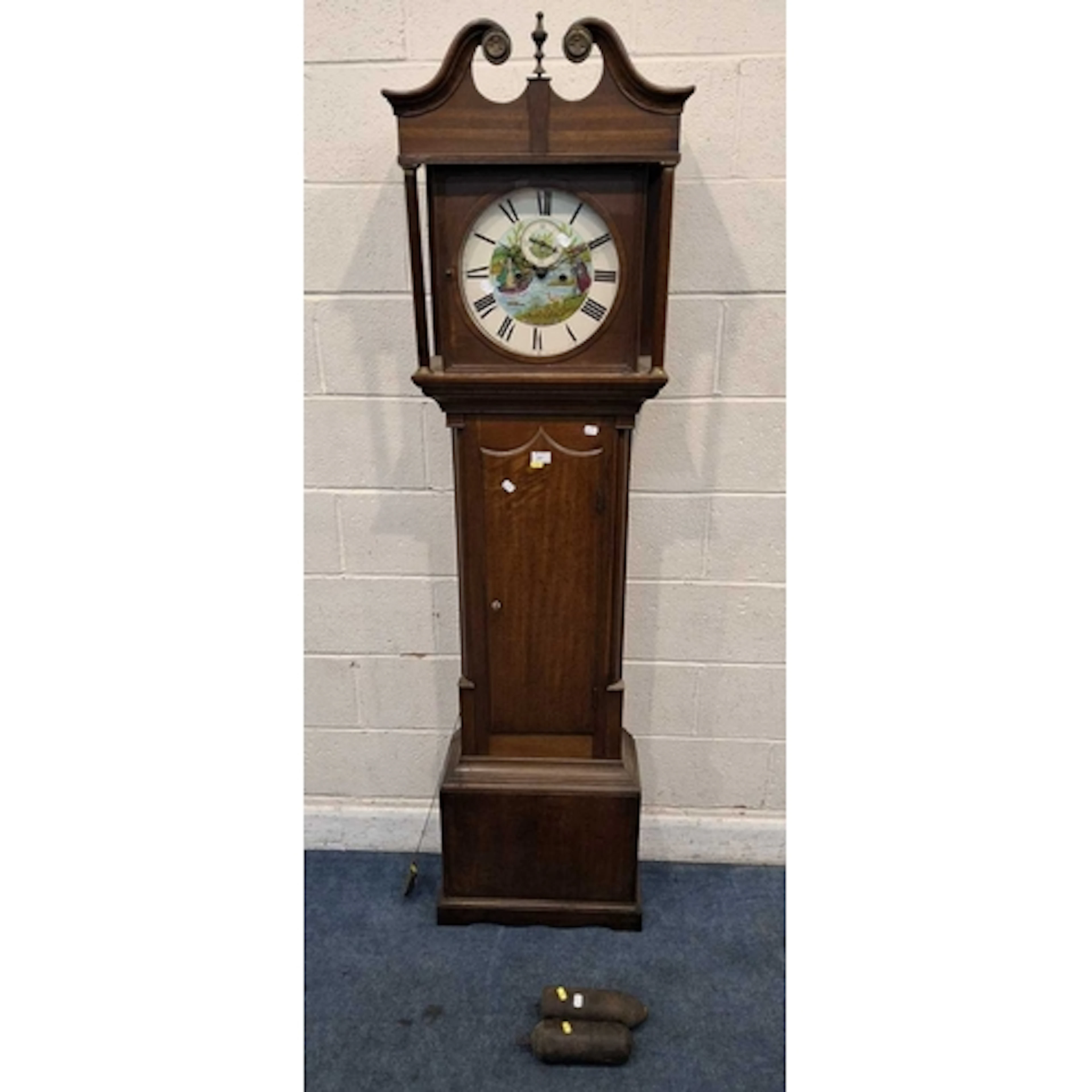 A 19TH CENTURY OAK CASED 8 DAY LONGCASE CLOCK, with a twin s...