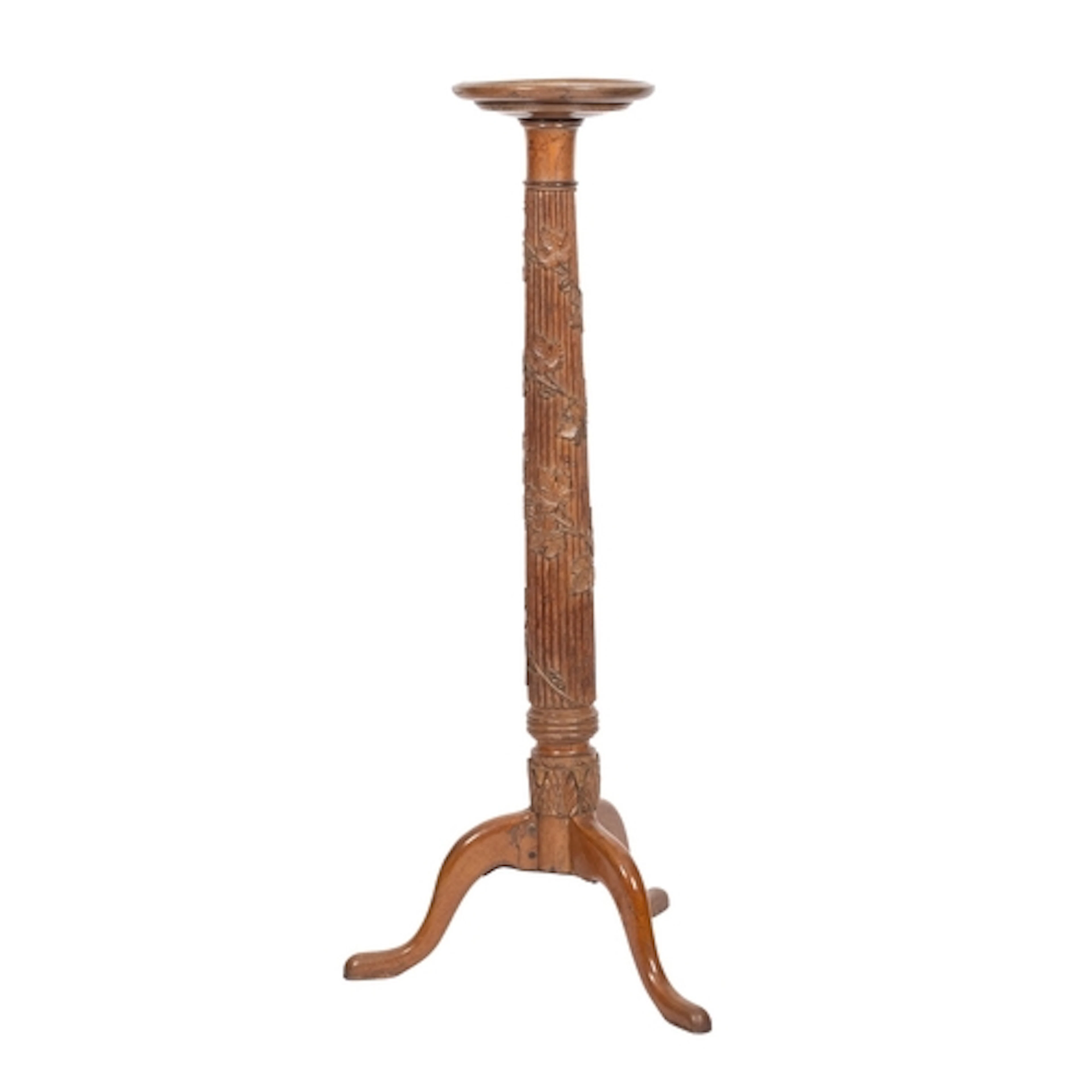A Victorian carved oak torchere stand, late 19th century; th...
