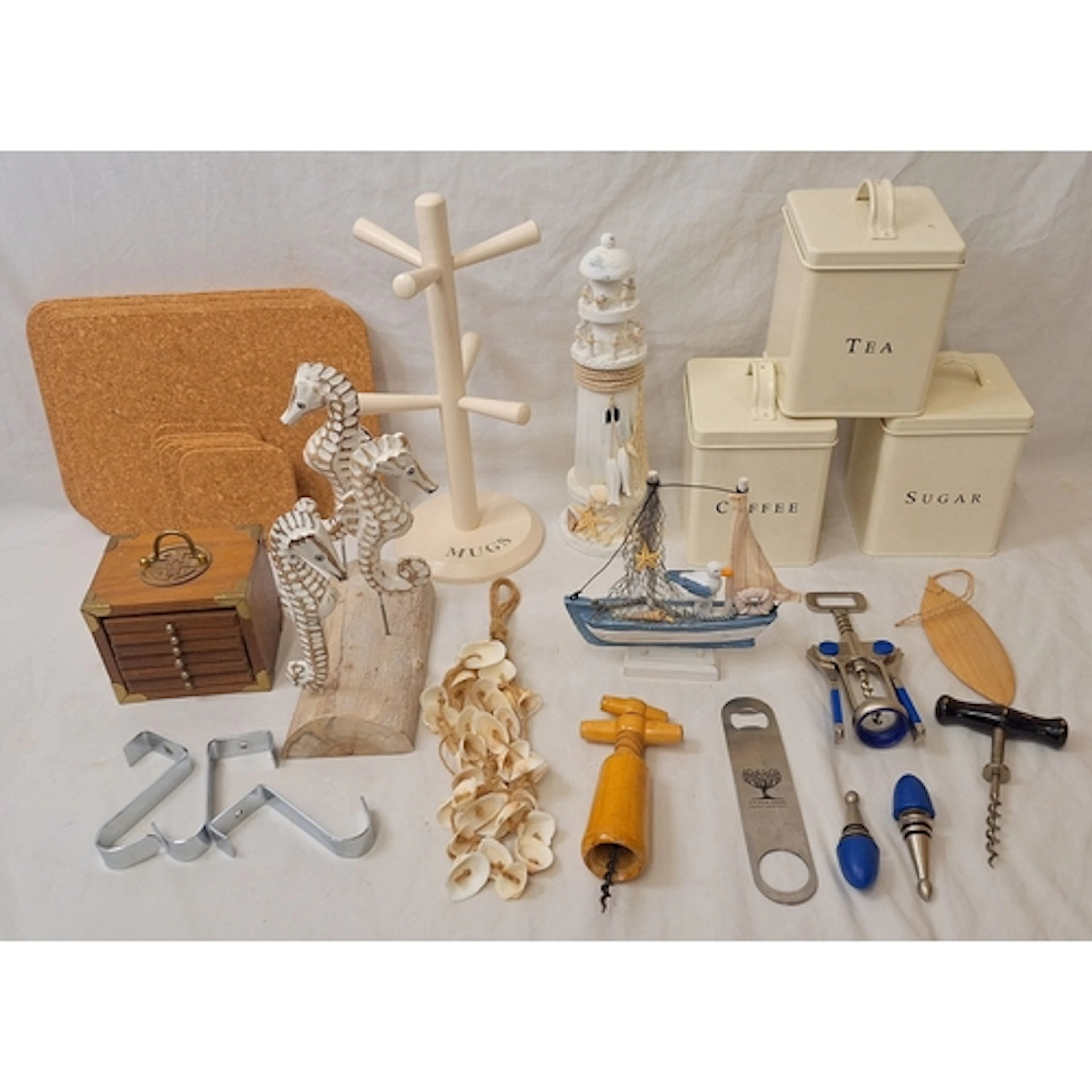 Tea, Coffee & Sugar Tins, mug tree, set of 6 cork placemats ...