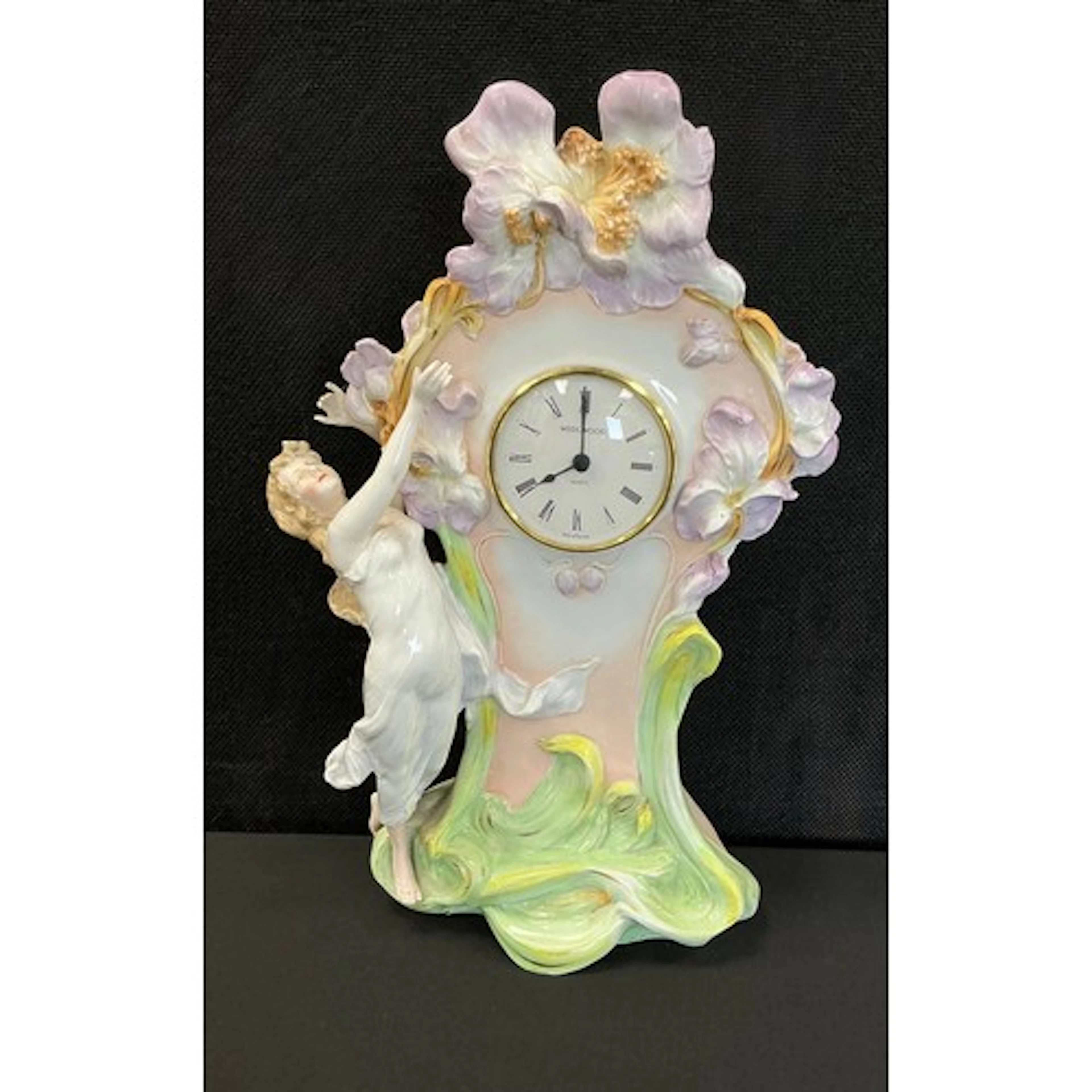 An Austrian porcelain Art Nouveau mantel clock, later Wedgwo...