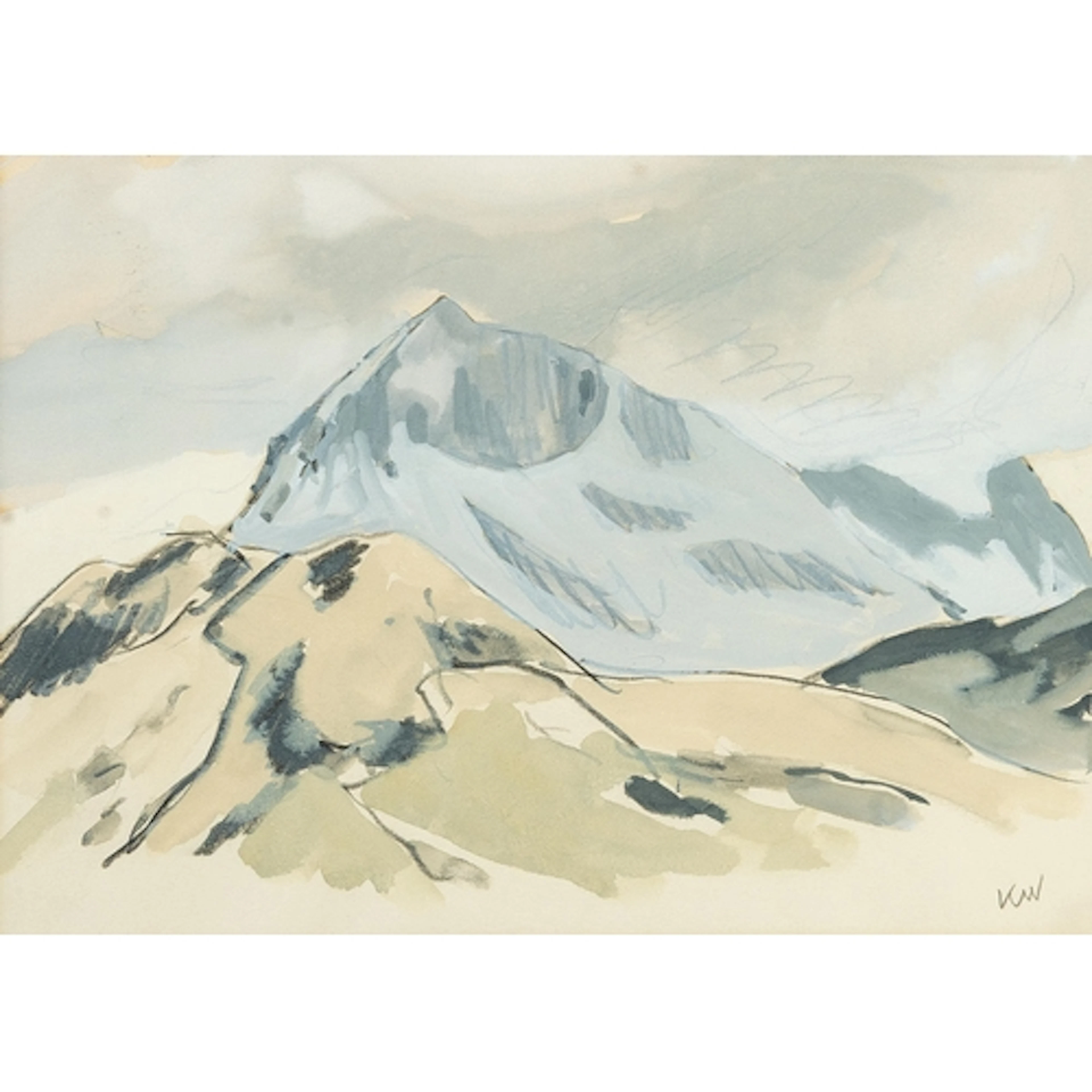Sir Kyffin Williams (British, 1918-2006), Crib Goch in snow,...
