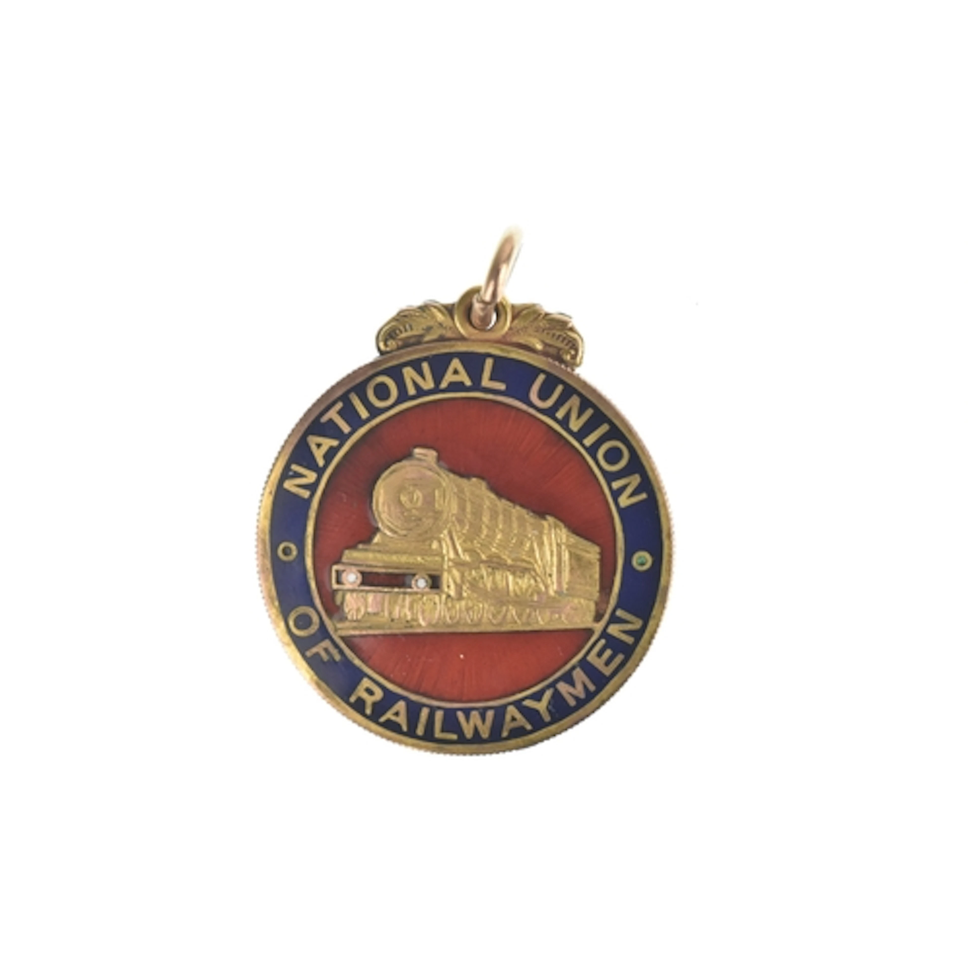 A 9ct gold and enamel National Union of Railwaymen presentat...